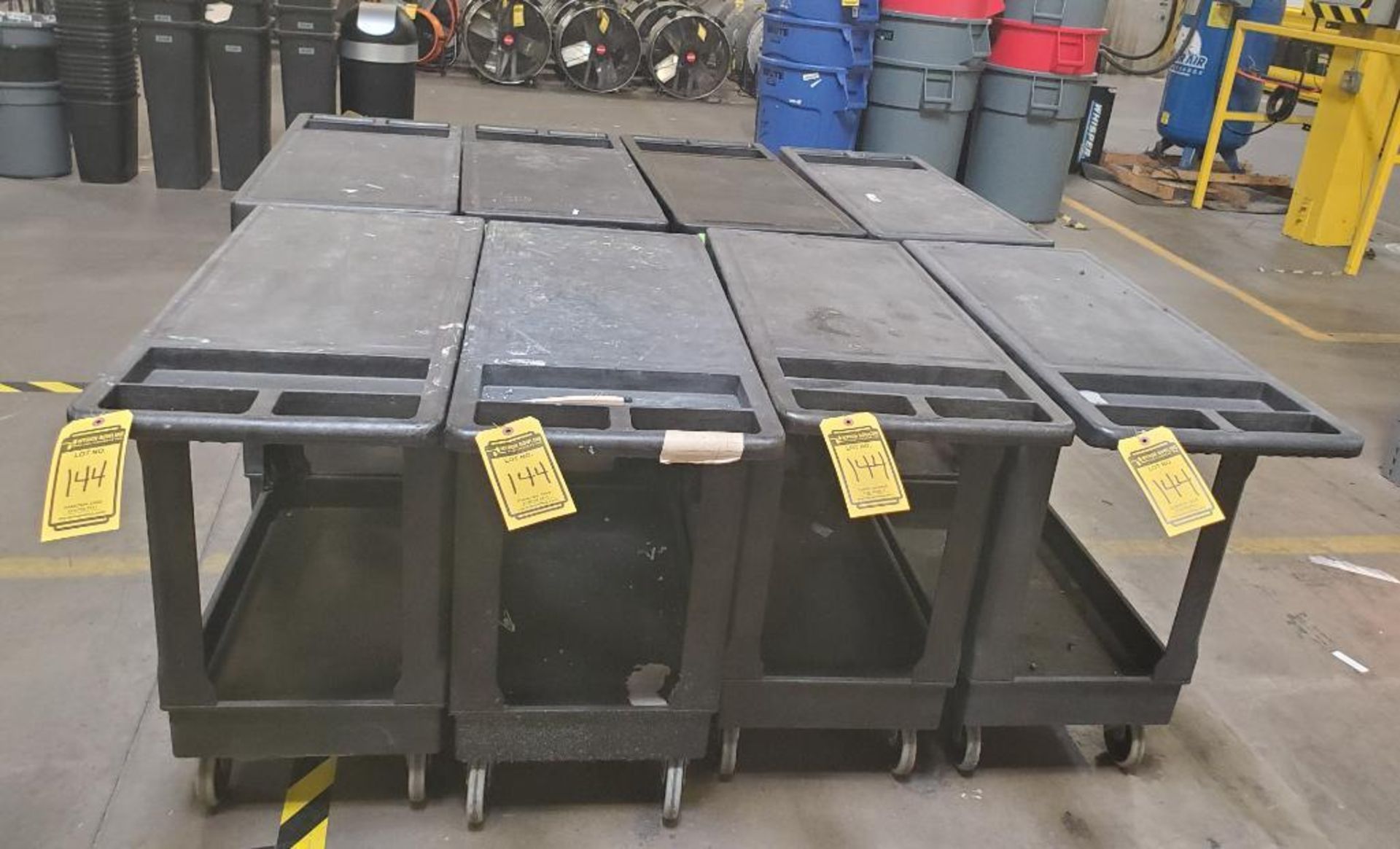 (8) ULINE PLASTIC SHOP CARTS