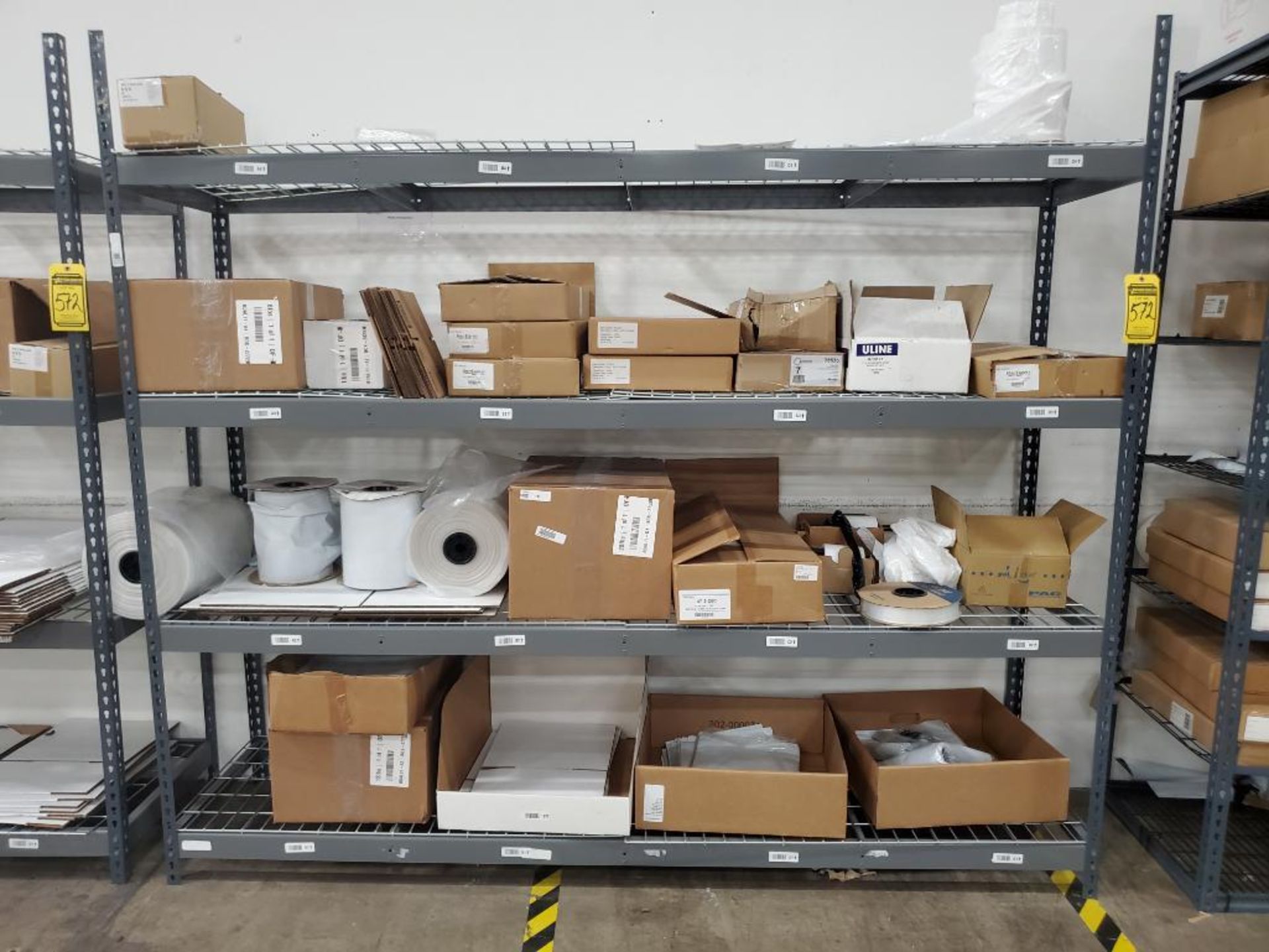 (3) RACKS & (2) BOXES OF ASSORTED SHIPPING SUPPLIES - Image 2 of 6