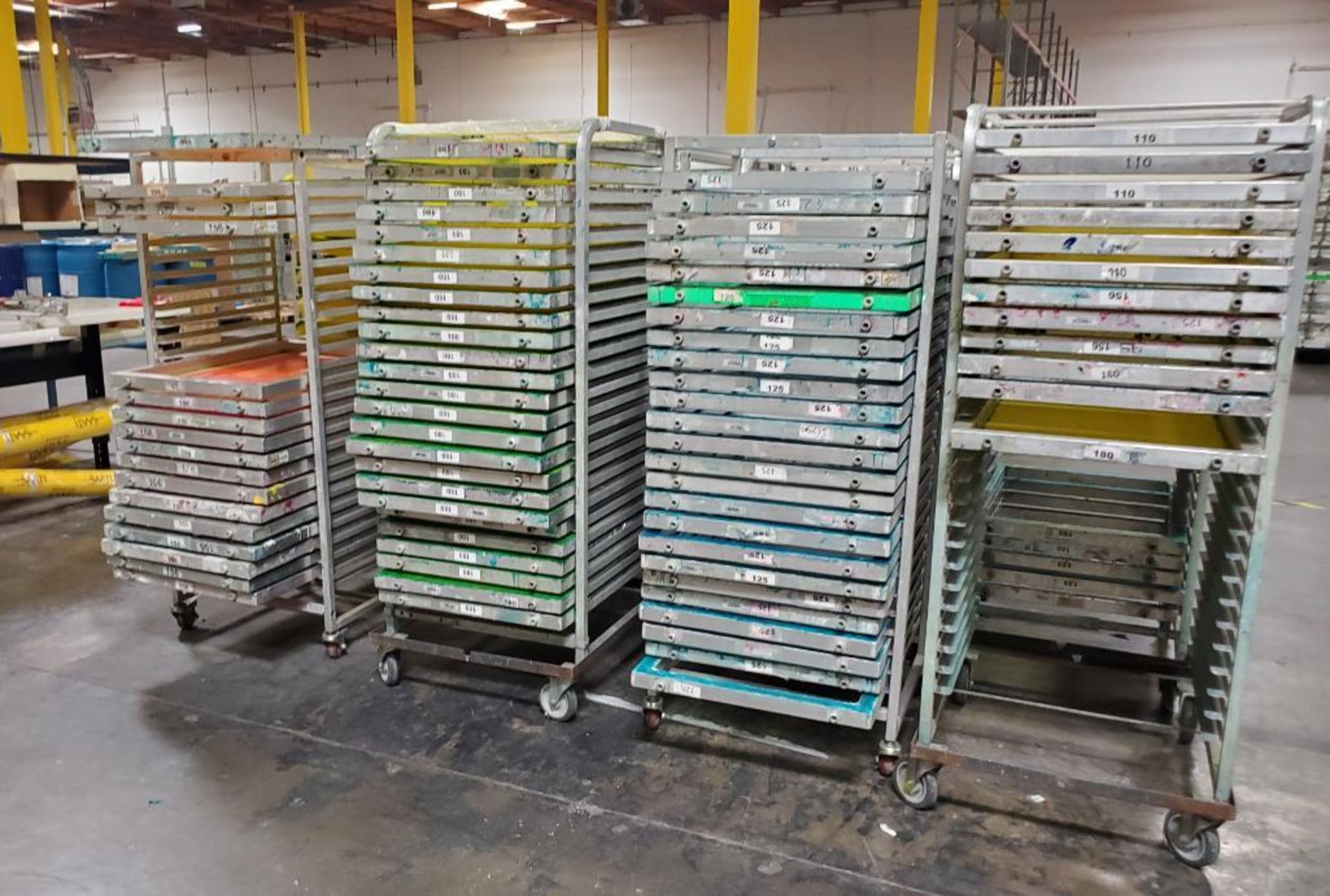 (11) METAL SCREEN RACKS WITH (125+/-) SCREEN FRAMES - Image 2 of 3