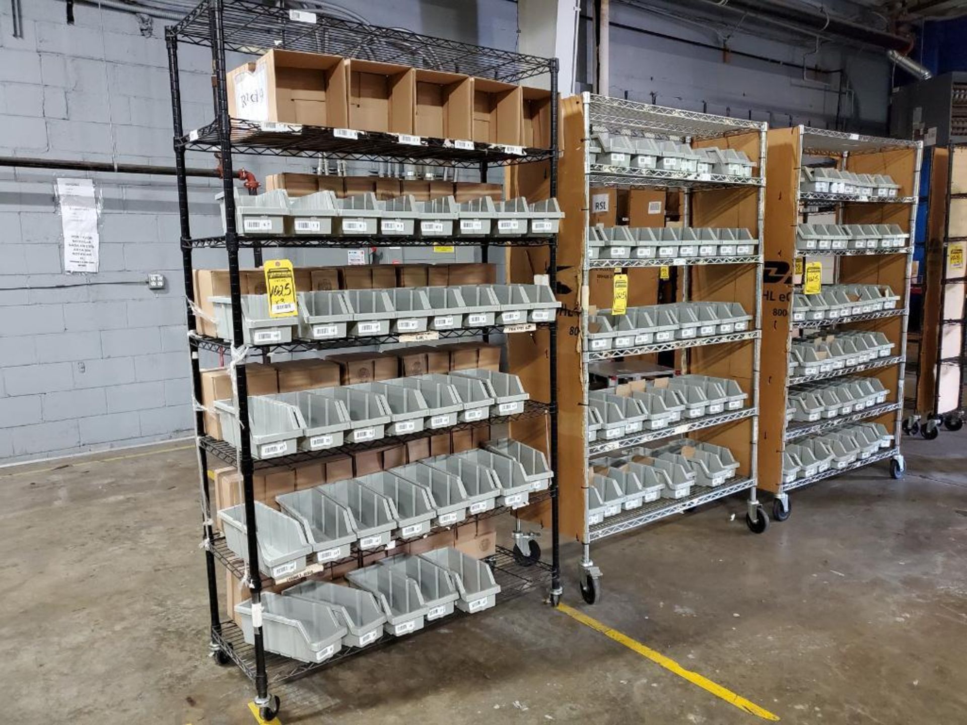 (3) METRO ROLLING SHELVING W/ PLASTIC BINS - Image 2 of 5