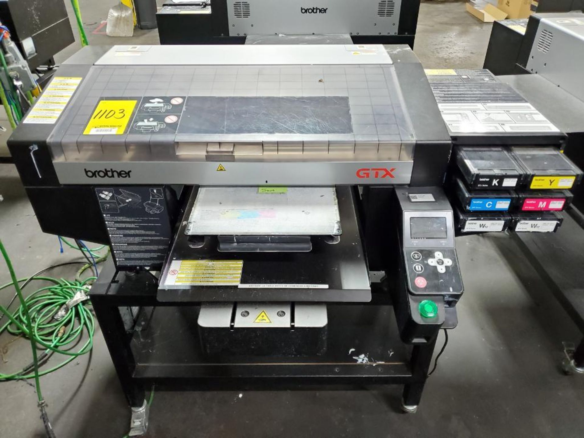 BROTHER GTX-422 GARMENT PRINTER, S/N G9931652, 14-1/2'' X 16-1/2'' TABLE, (NO SCANNER), 63,427 TOTAL