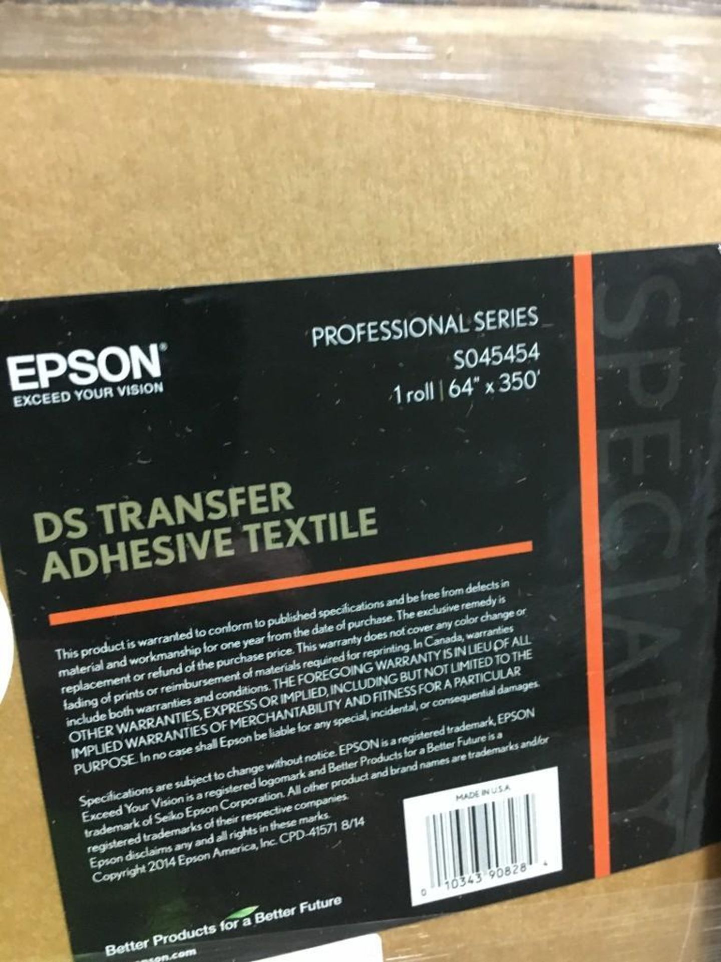 (36) BOXES OF EPSON DS TRANSFER ADHESIVE TEXTILE, 64 IN X 350 FT, (1) ROLL, PRODUCTION SERIES, S0454 - Image 2 of 2