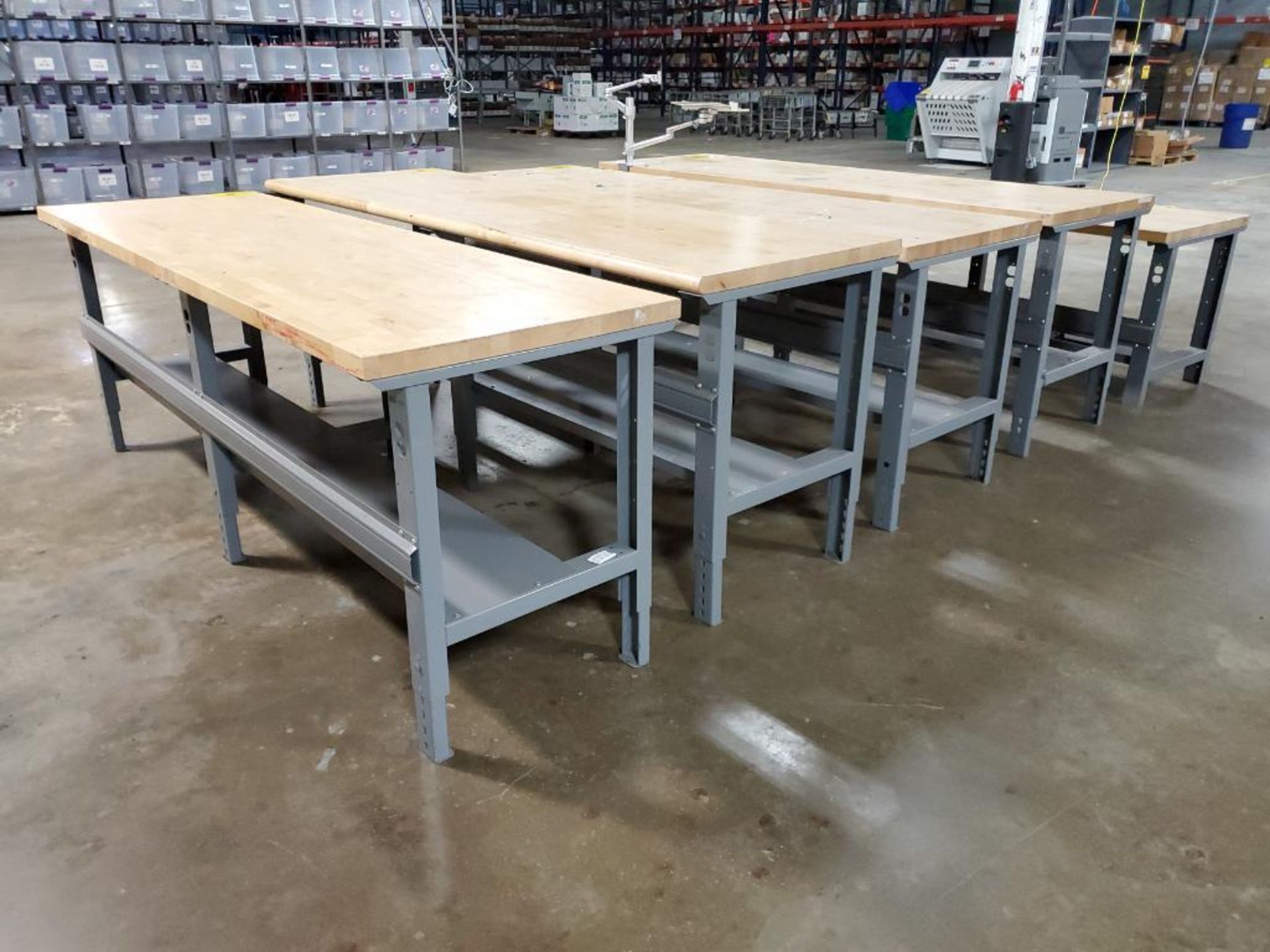 (5) BUTCHER BLOCK WORK BENCHES: (4) 30''W X 8'L X 3'T, (1) 30''W X 8'L X 30''T - Image 5 of 5