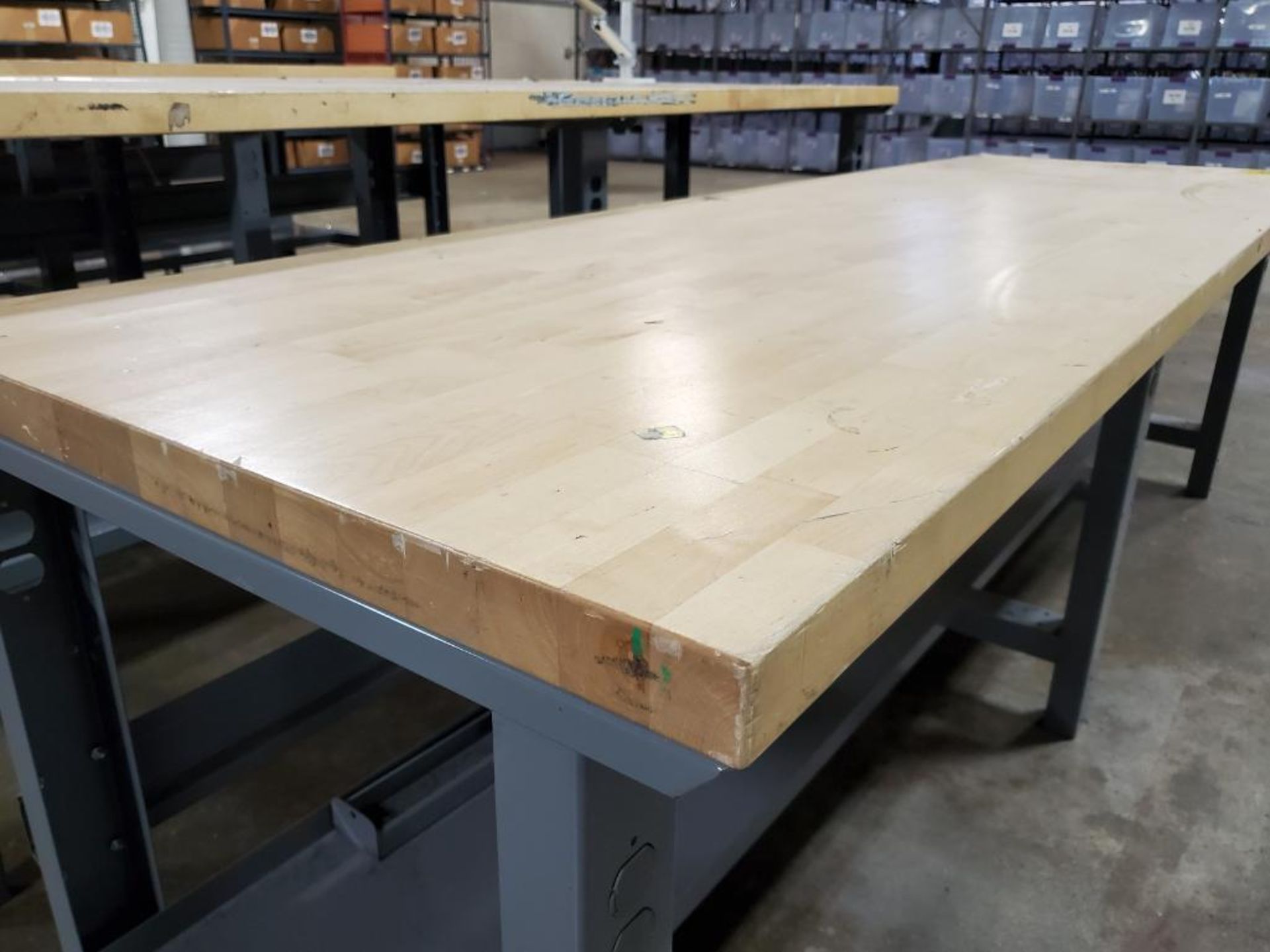 (5) BUTCHER BLOCK WORK BENCHES: (4) 30''W X 8'L X 3'T, (1) 30''W X 8'L X 30''T - Image 4 of 5