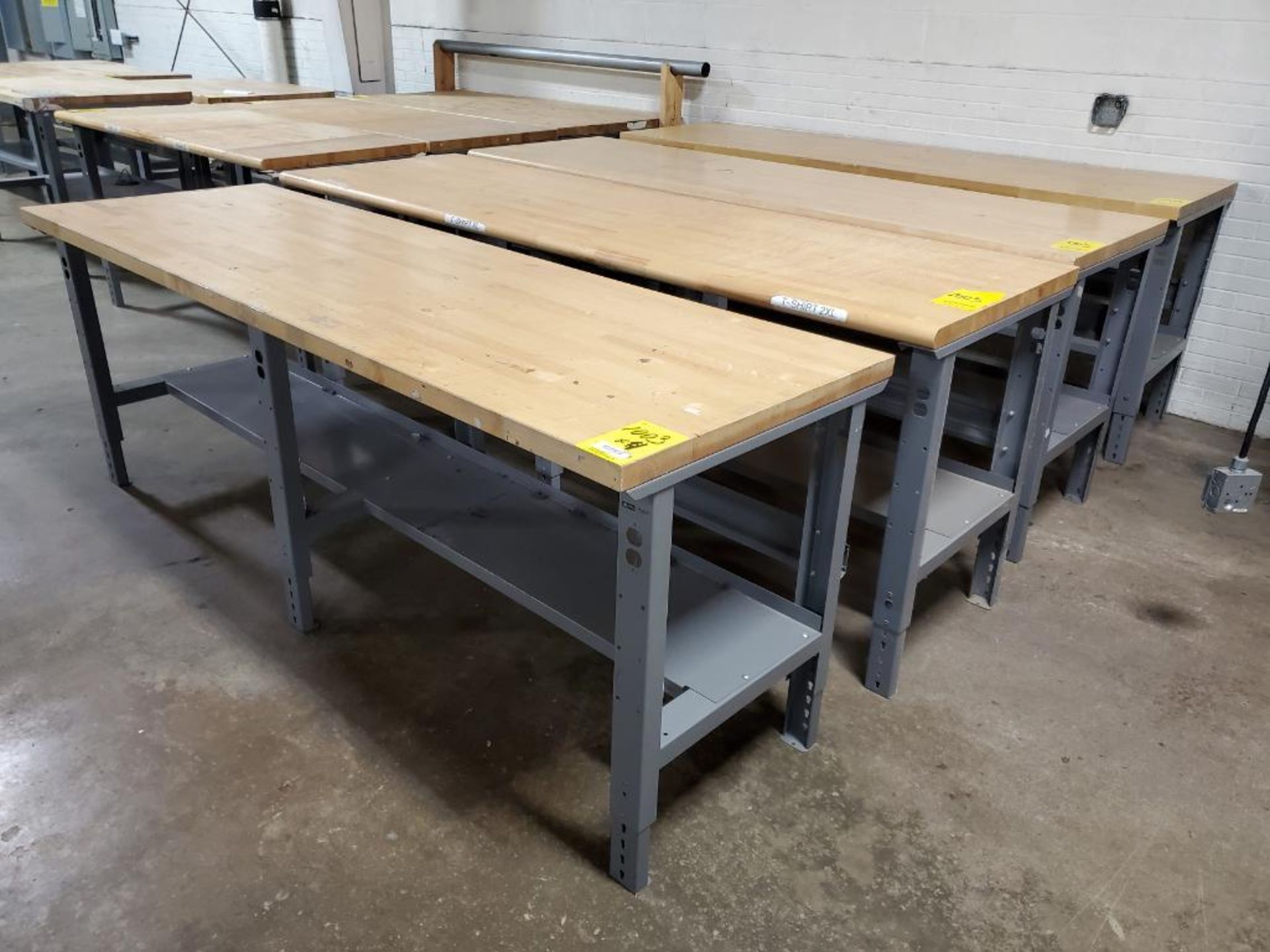 (4) BUTCHER BLOCK WORK BENCHES, 30''W X 8'L X 3'T