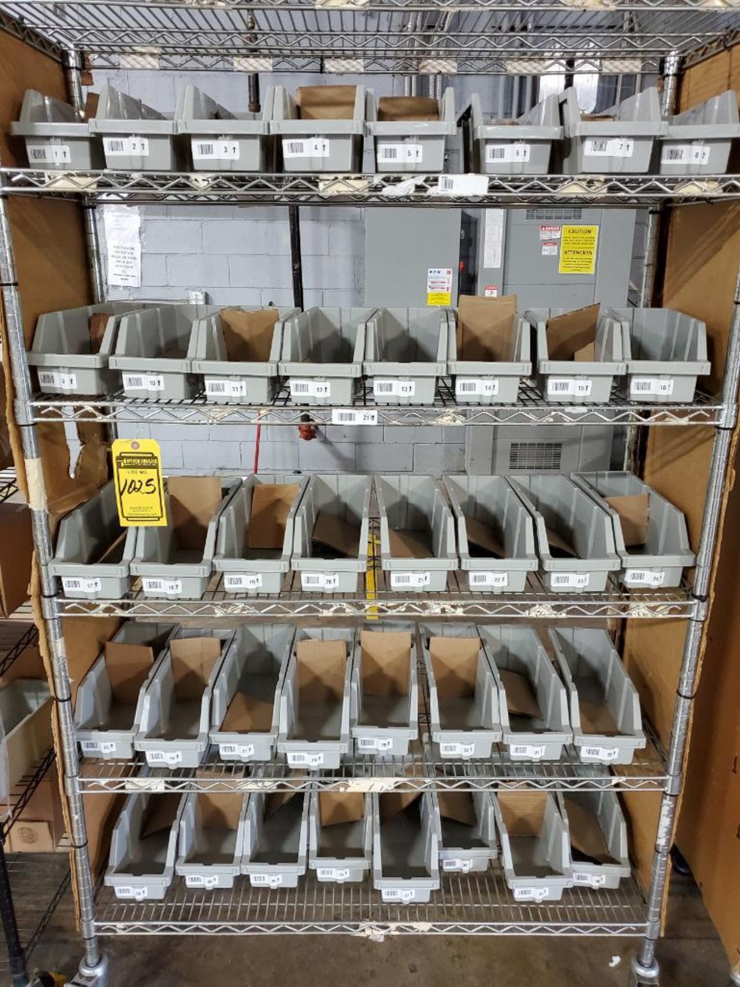 (3) METRO ROLLING SHELVING W/ PLASTIC BINS - Image 4 of 5