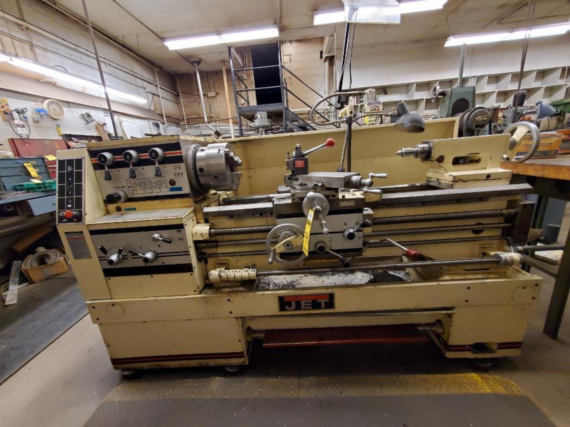 JET GEARED HEAD ENGINE LATHE, MODEL 1440-3PGH, S/N 98116D248, 60" GAP BED, 8" OVER CENTER, 3" BAR TH - Image 2 of 16