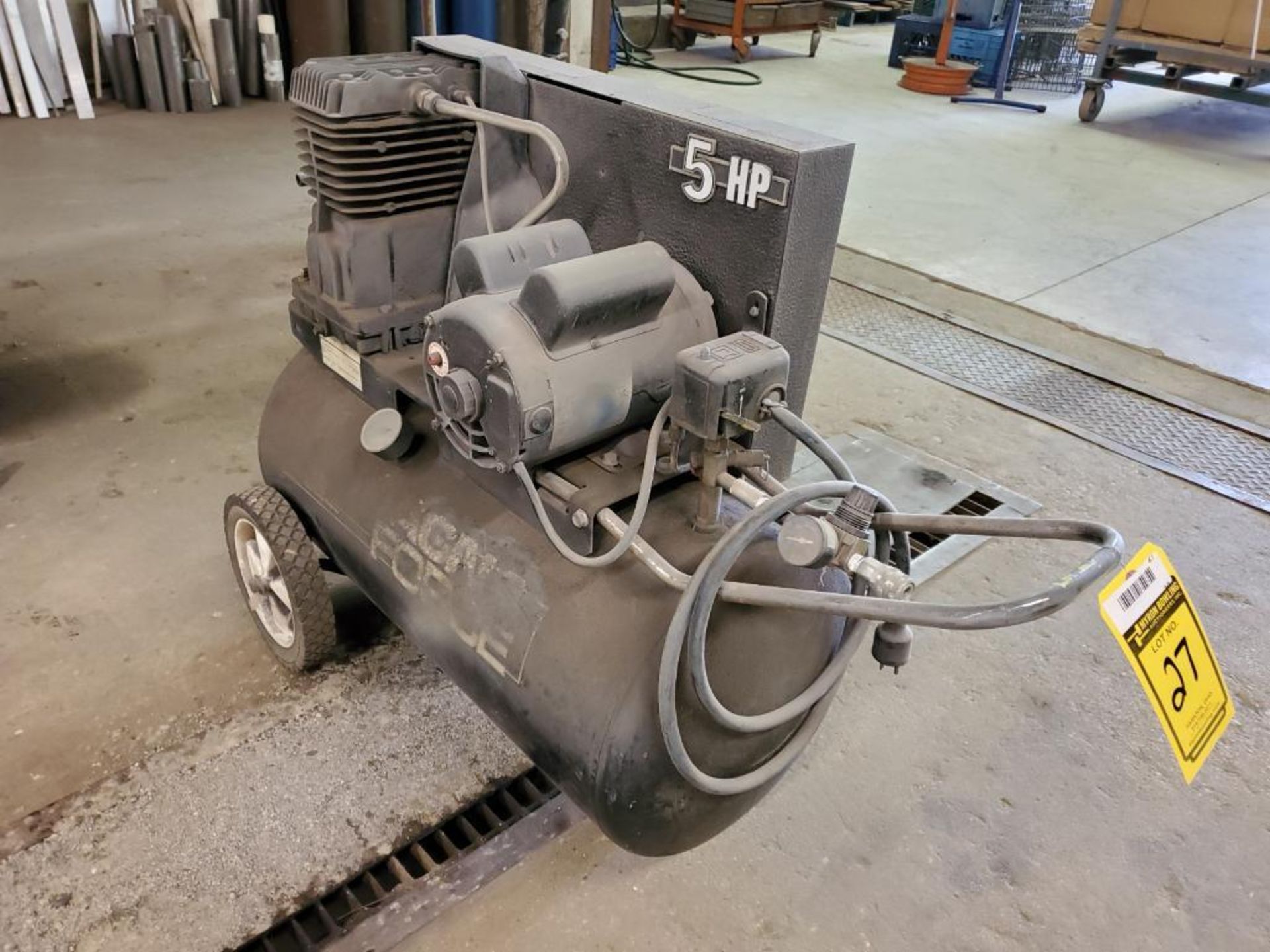 SANBORN 5-HP HORIZONTAL PORTABLE AIR COMPRESSOR, MODEL M165B500-20, 20-GALLON, 120 PSI - Image 2 of 5