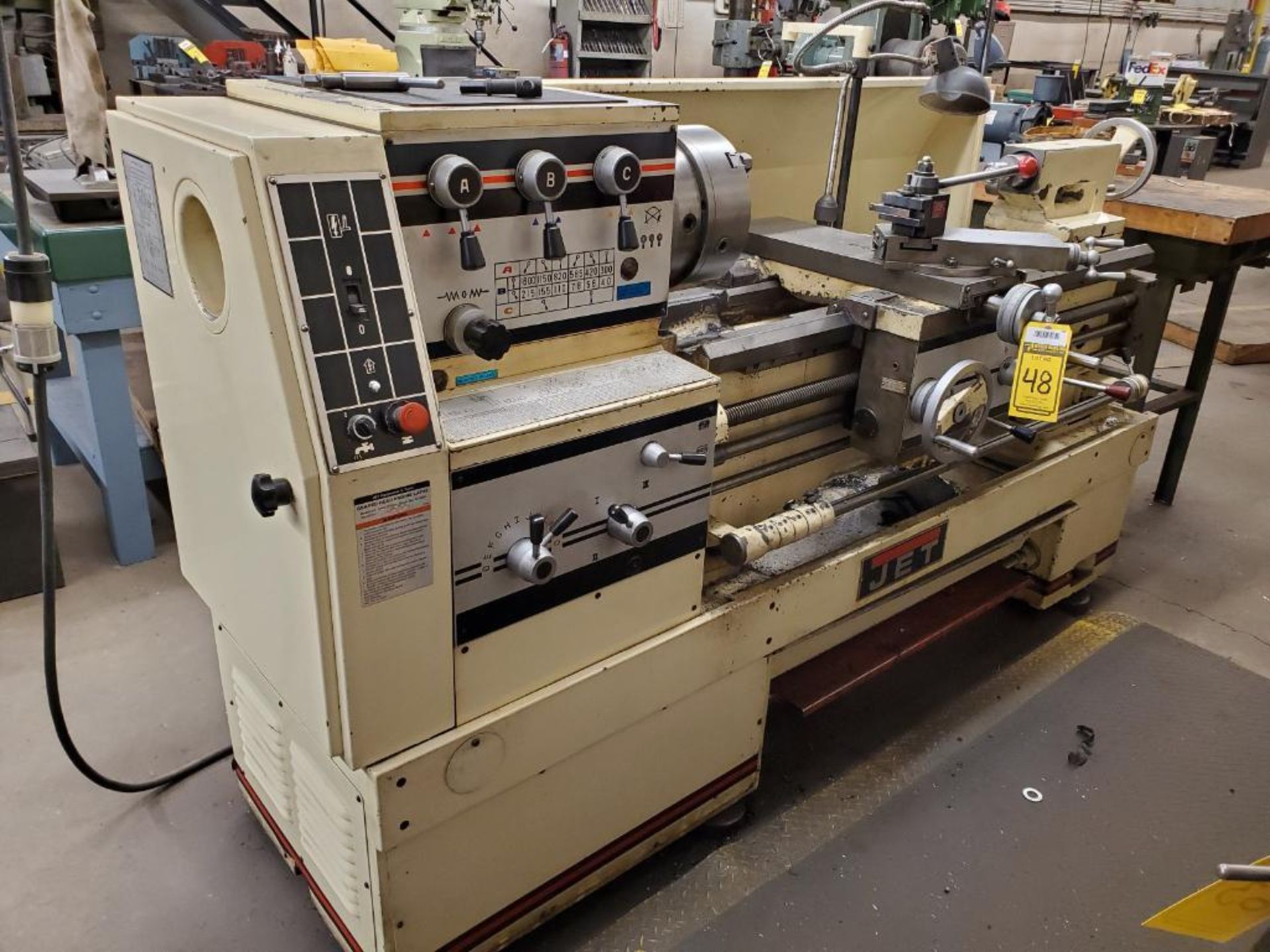 JET GEARED HEAD ENGINE LATHE, MODEL 1440-3PGH, S/N 98116D248, 60" GAP BED, 8" OVER CENTER, 3" BAR TH - Image 5 of 16