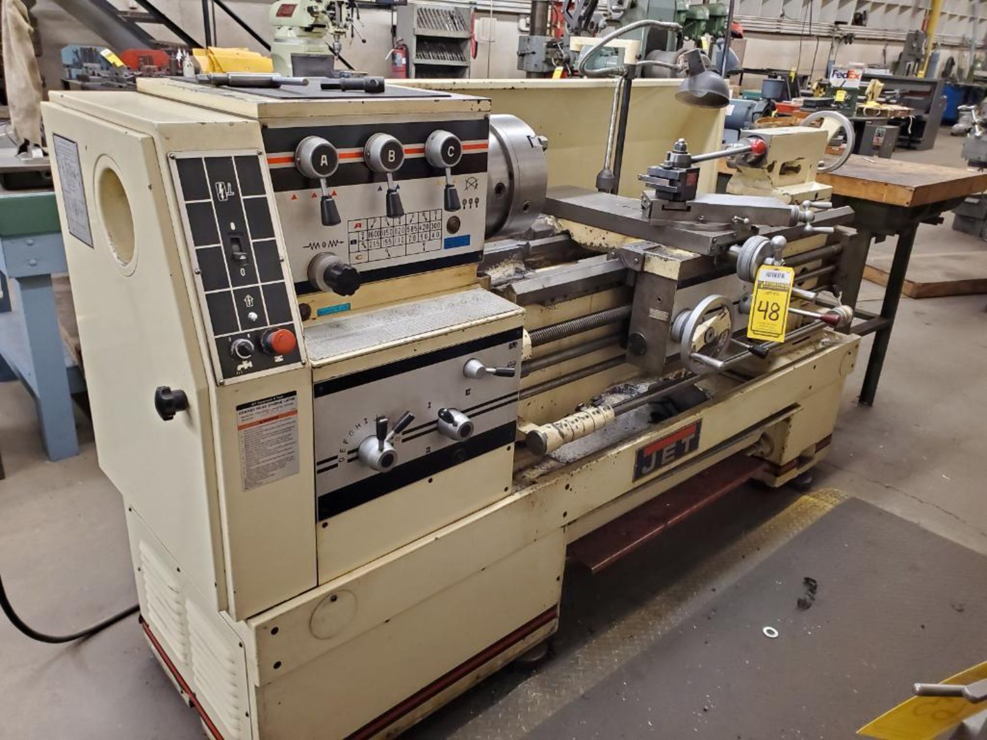 JET GEARED HEAD ENGINE LATHE, MODEL 1440-3PGH, S/N 98116D248, 60" GAP BED, 8" OVER CENTER, 3" BAR TH - Image 6 of 16