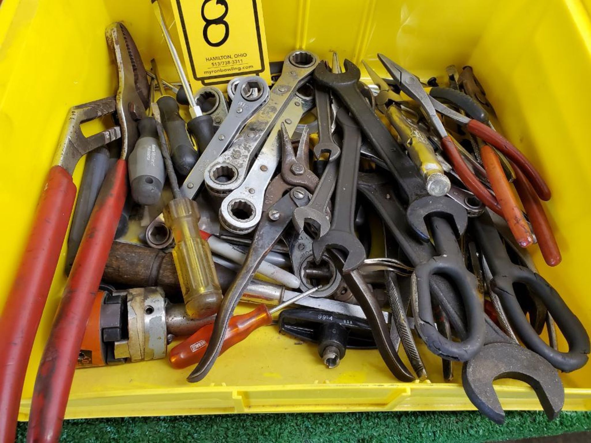 LOT OF CHANNEL LOCKS, SCREW DRIVERS, PLIERS AND ASSORTED TOOLS