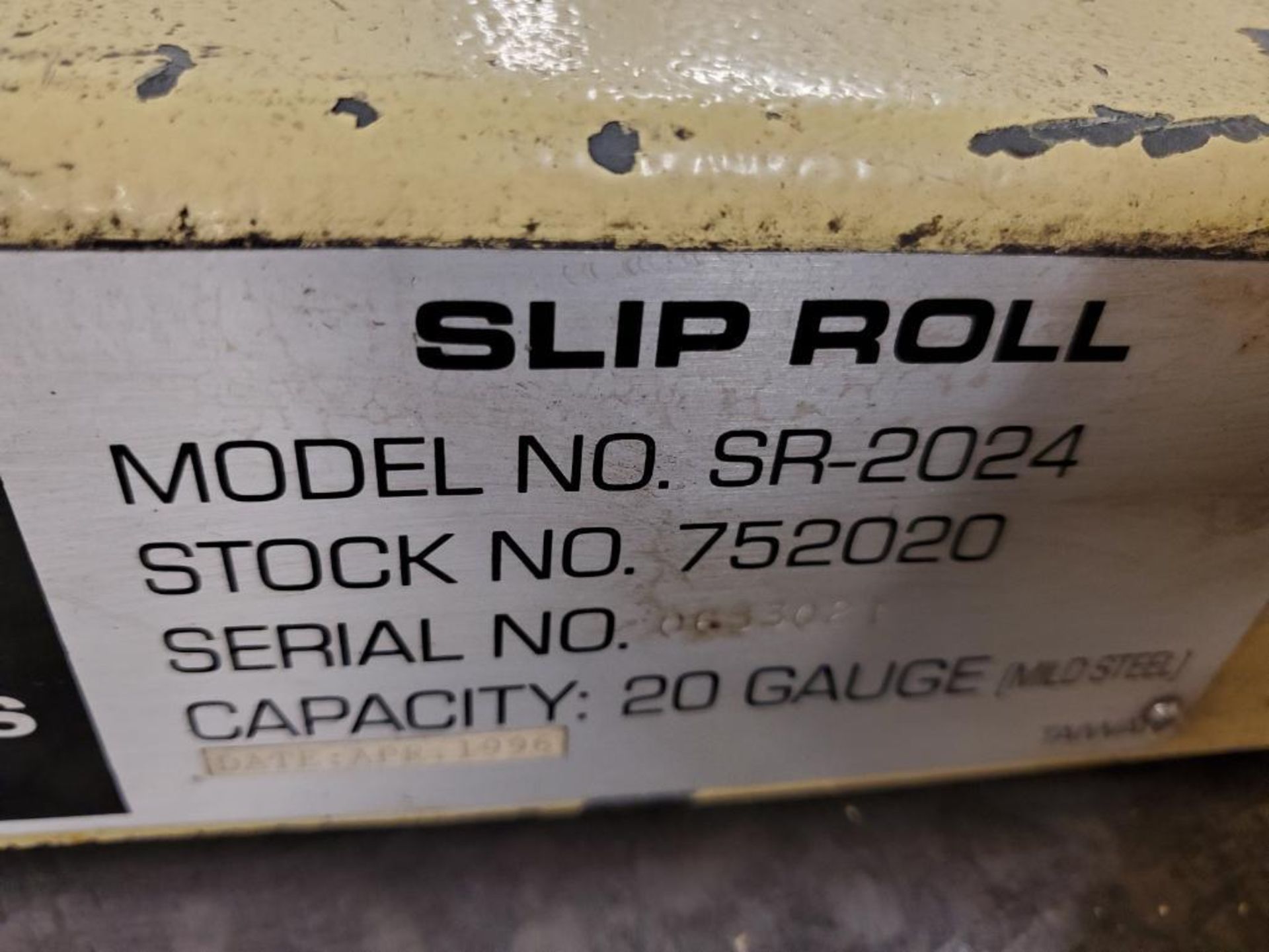 1996 JET 24" X 20-GA. MILD STEEL BENCH-TOP SLIP ROLL, MODEL SR-2024, S/N 0633021 - Image 5 of 5