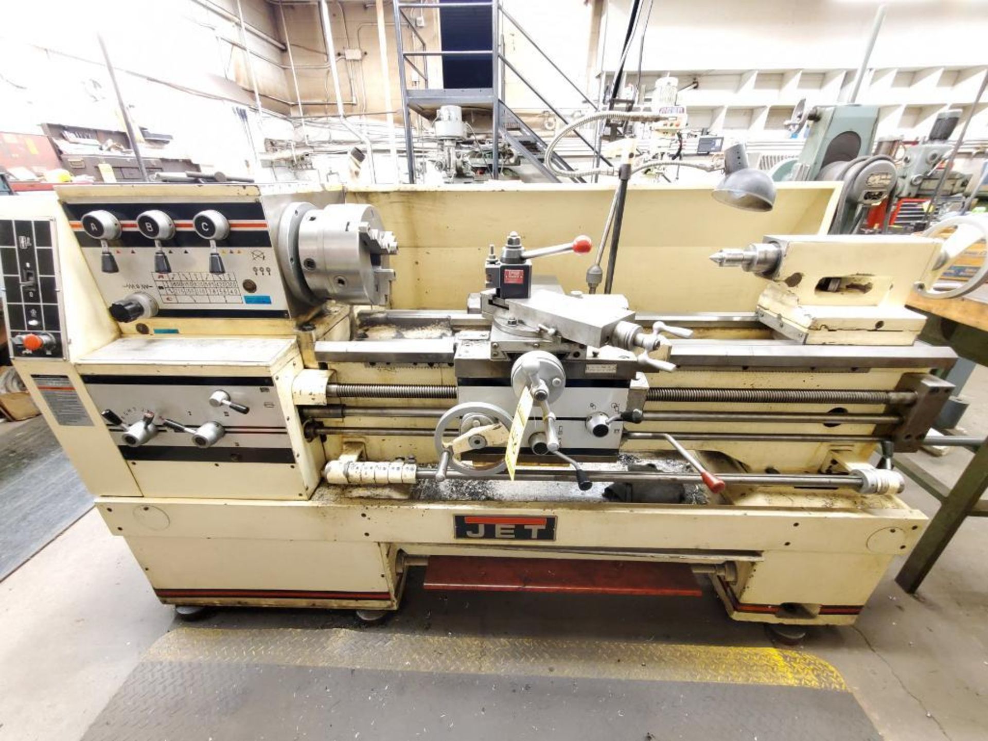 JET GEARED HEAD ENGINE LATHE, MODEL 1440-3PGH, S/N 98116D248, 60" GAP BED, 8" OVER CENTER, 3" BAR TH - Image 4 of 16