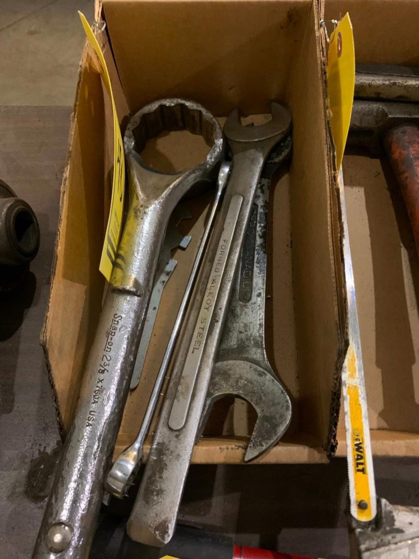 (5) BOXES OF ASSORTED TOOLS: WRENCHES, DESMOND TOOL, TUBE CUTTER, COOLANT LINE - Image 5 of 5