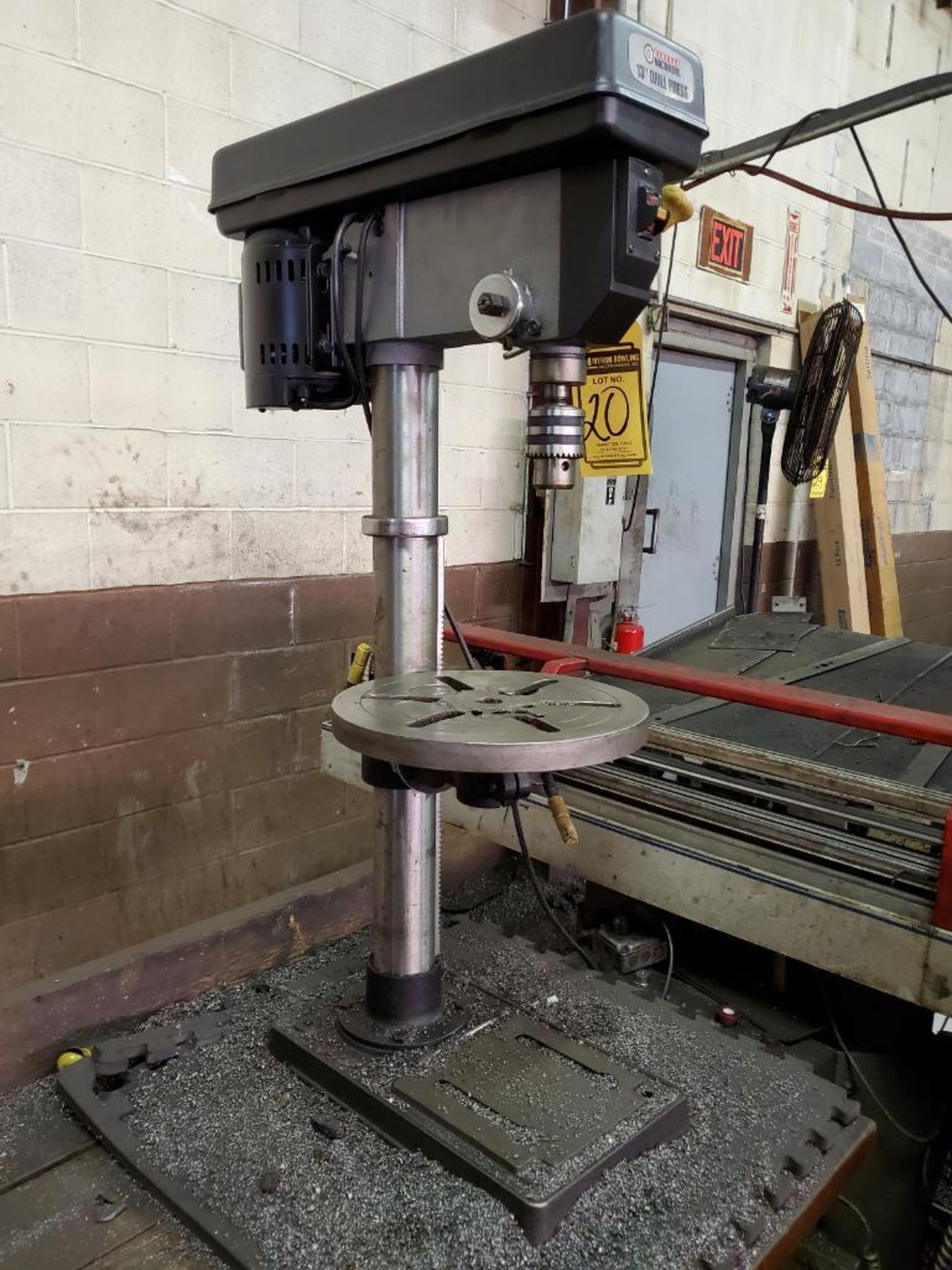 CENTRAL MACHINERY 13" VERTICAL BENCHTOP DRILL PRESS BUTCHER BLOCK TOP TABLE, 12" DIA. TILT TABLE,