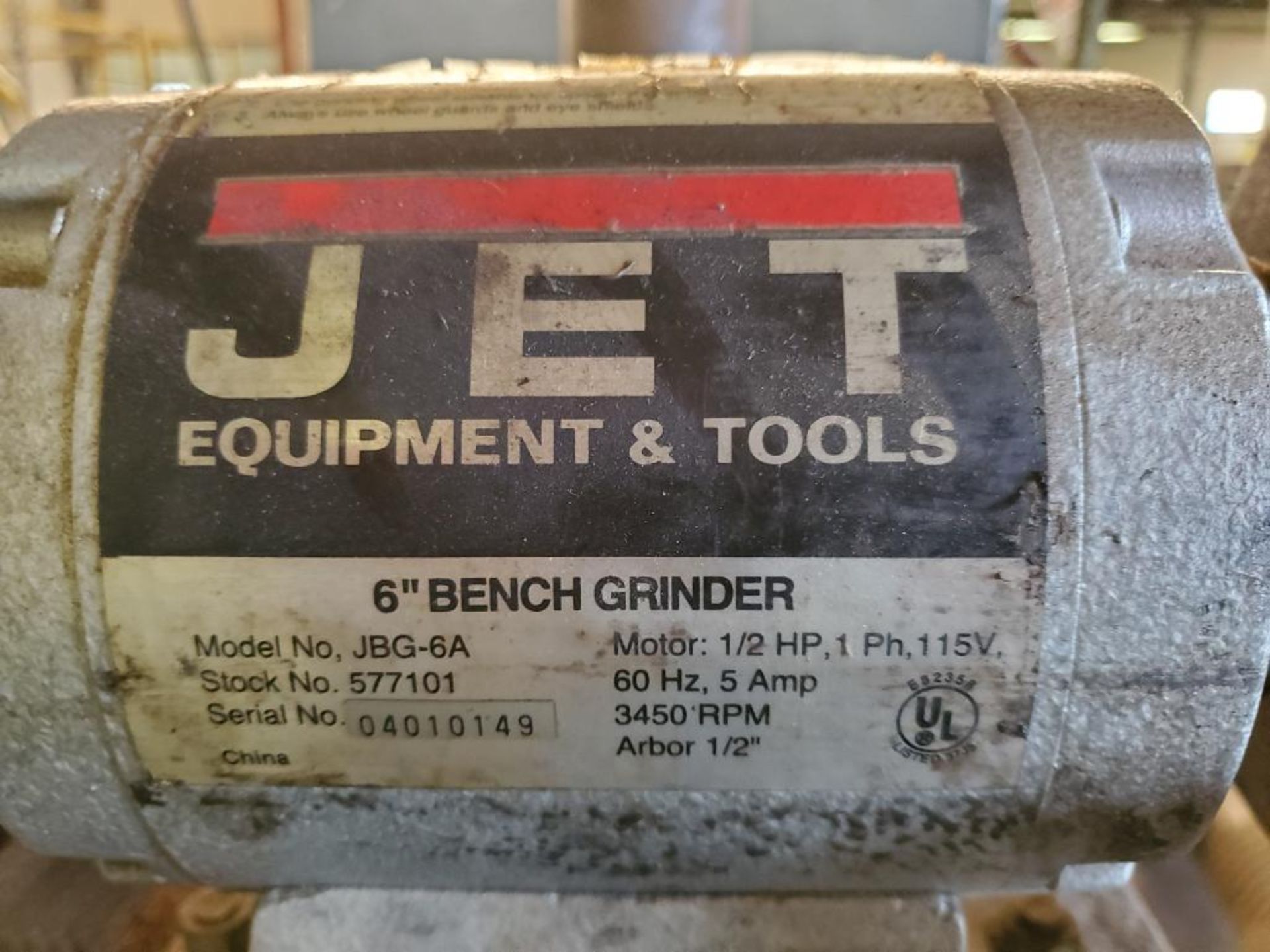 JET 6" PEDESTAL GRINDER, MODEL JBG-6A, 1/2 HP, 3450 RPM - Image 3 of 6