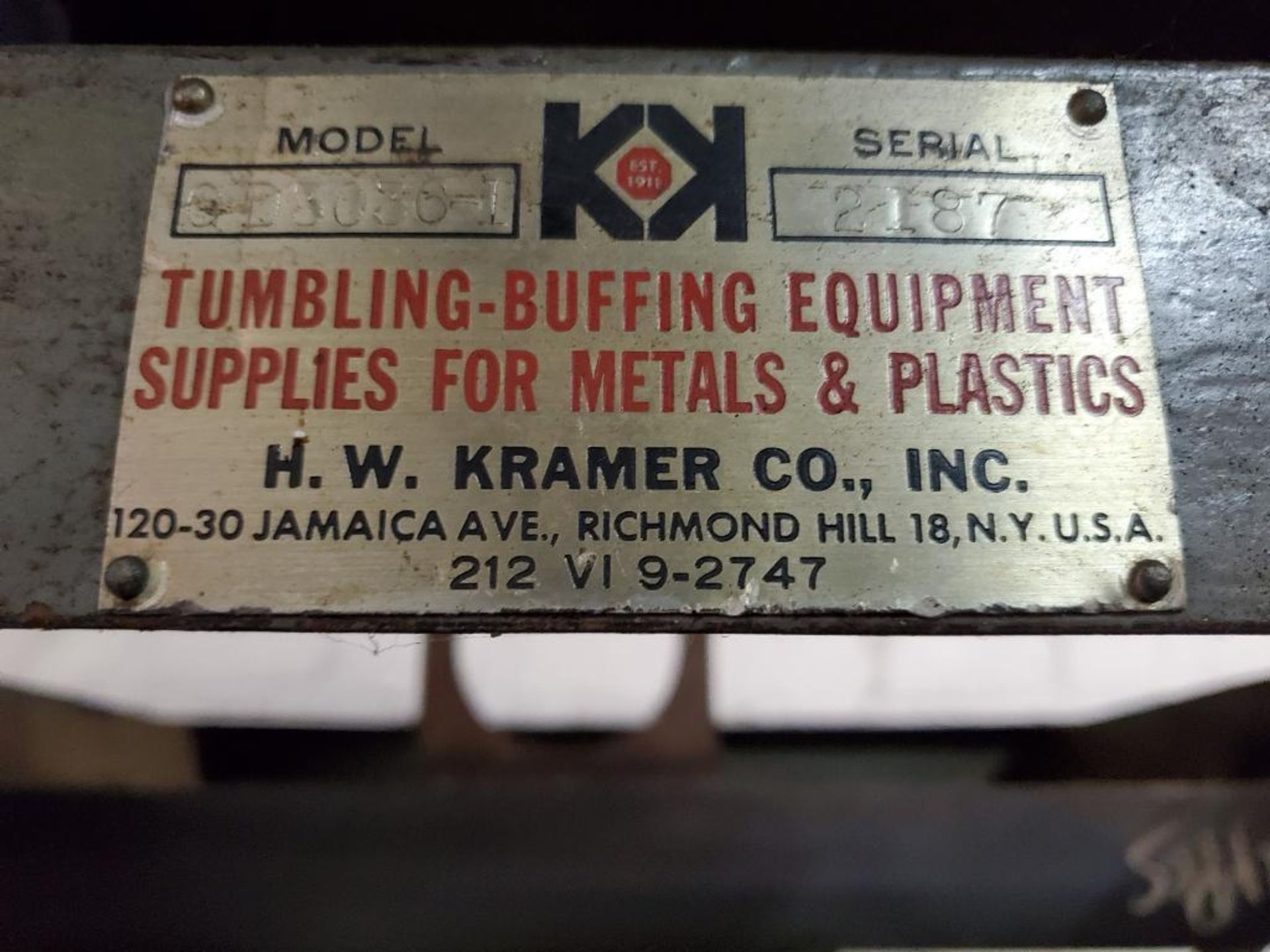 H.W. KRAMER DUAL TUMBLER, MODEL CD3036-1, S/N 2187, CHAIN DRIVEN, INTERMATIC TIME CONTROLS, 36" WIDE - Image 5 of 5