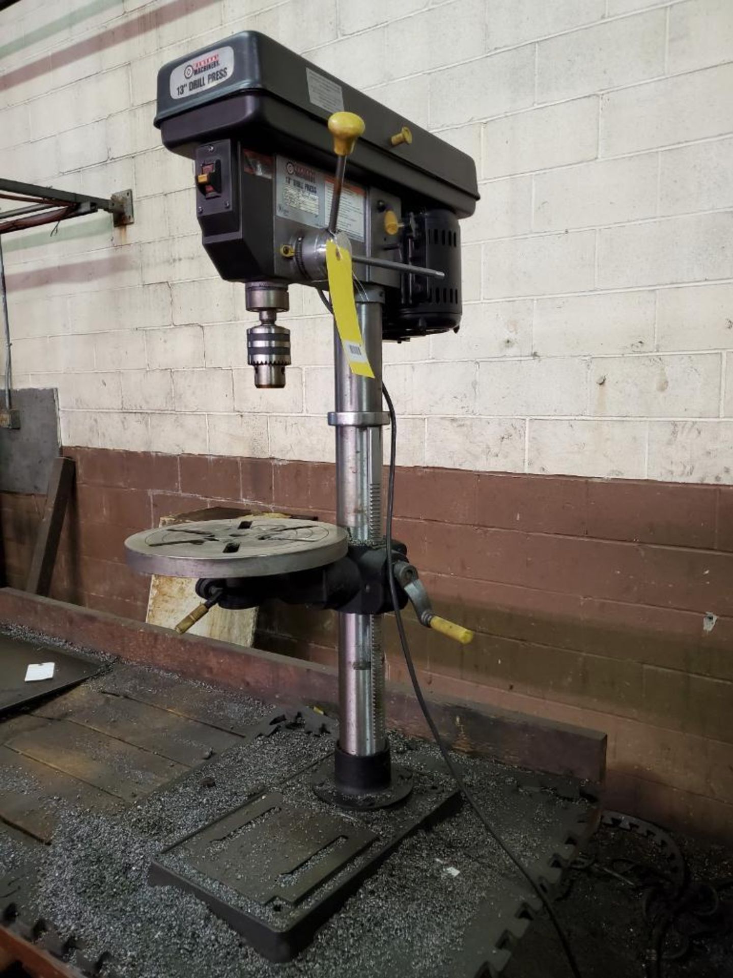 CENTRAL MACHINERY 13" VERTICAL BENCHTOP DRILL PRESS BUTCHER BLOCK TOP TABLE, 12" DIA. TILT TABLE, - Image 4 of 8