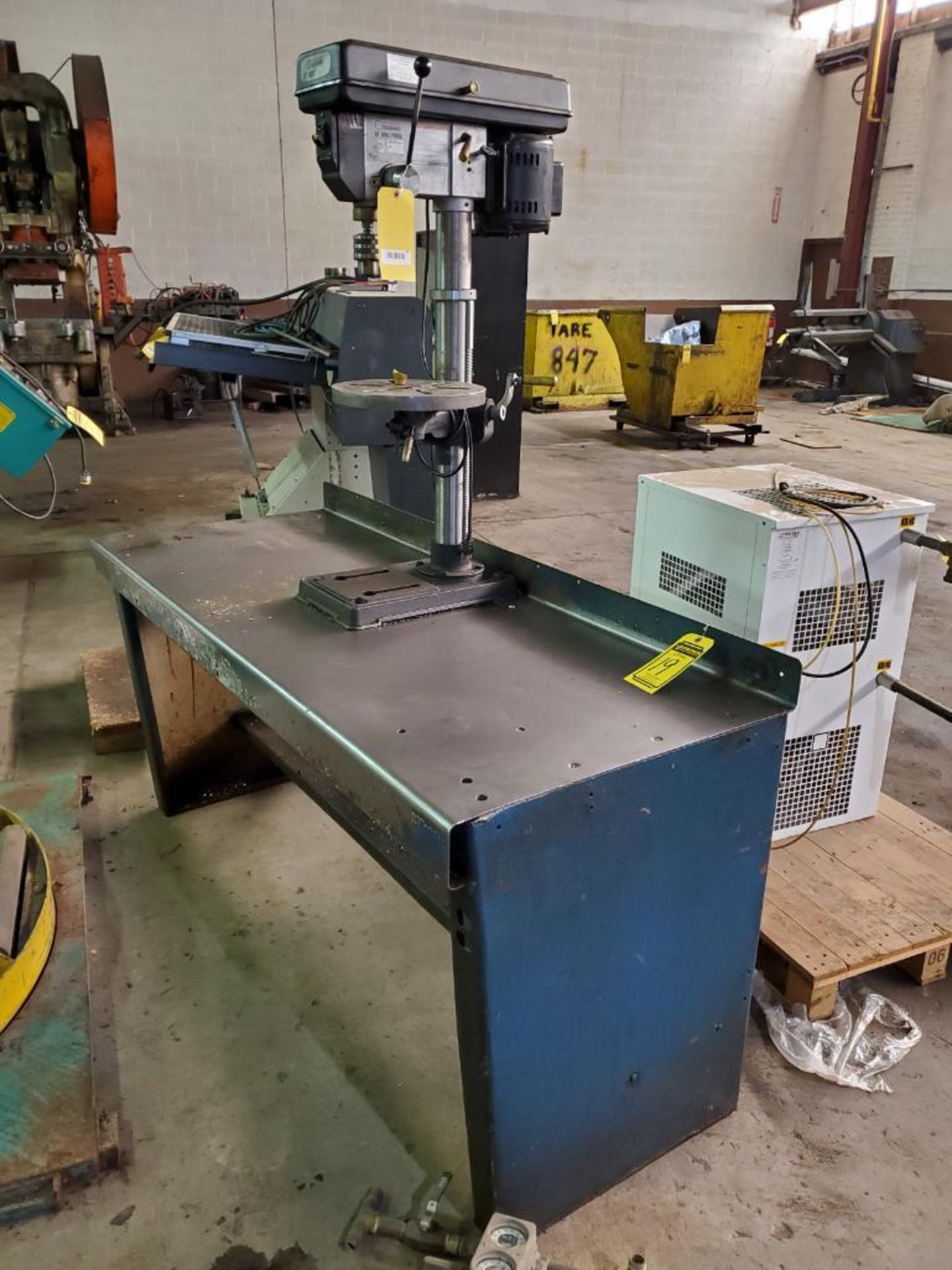 CENTRAL MACHINERY 13" VERTICAL BENCHTOP DRILL PRESS WITH STEEL TABLE, 12" DIA. TILT TABLE, 3-1/8"