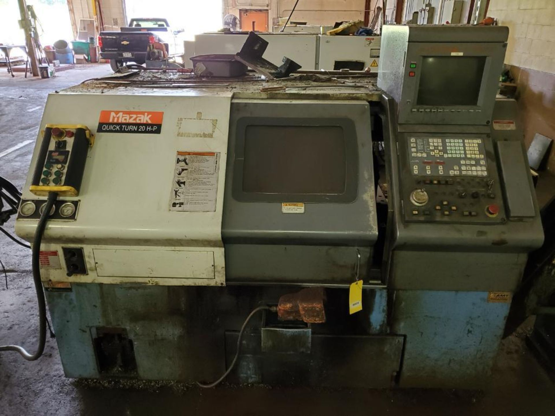 1996 MAZAK QUICK TURN 20 HP HORIZONTAL CNC LATHE WITH LNS SHORT STOCK BAR FEEDER, PENDANT CONTROL, - Image 4 of 15