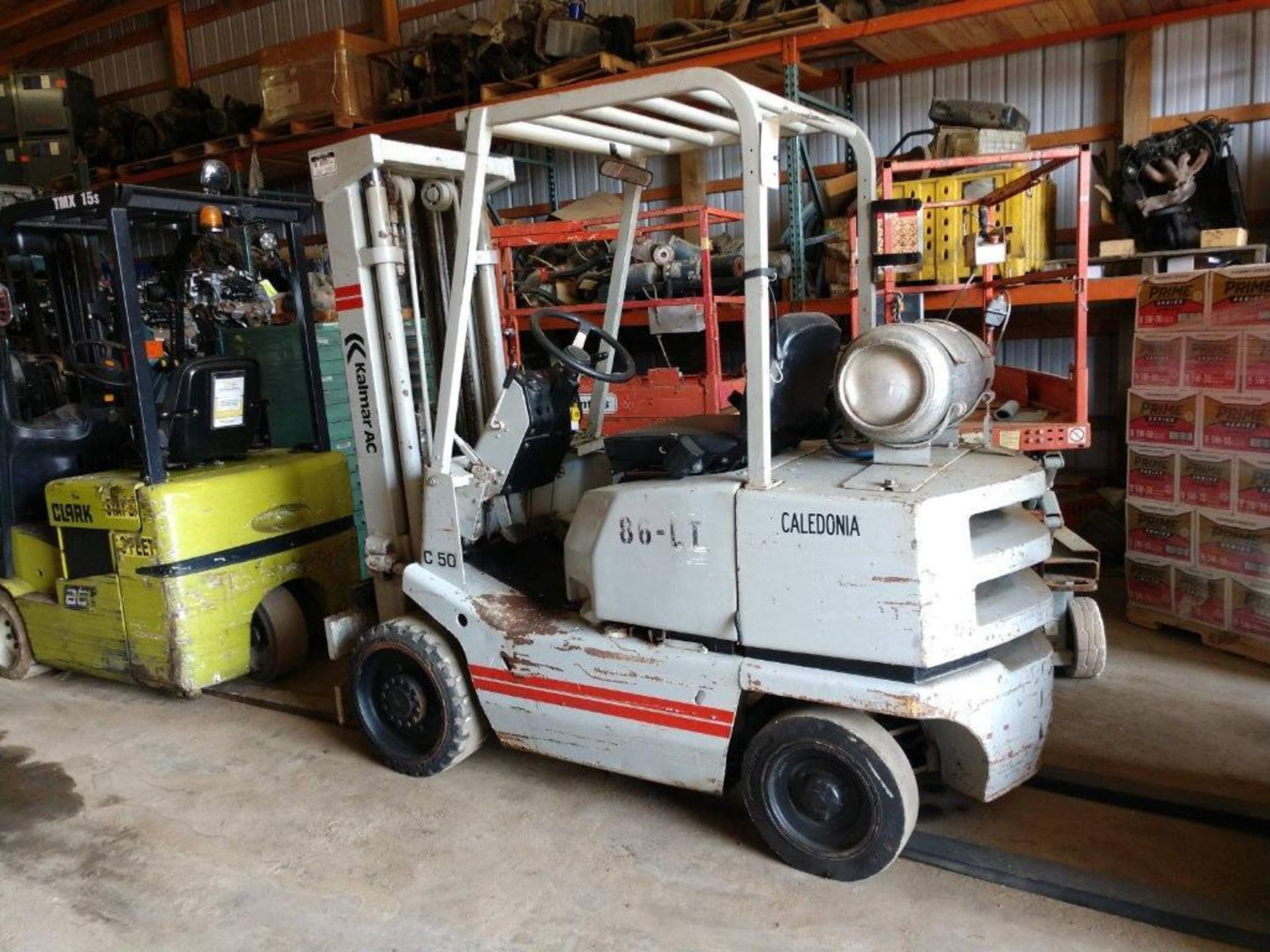 KALMAR/AC 5,000-LB. CAPACITY FORKLIFT, MODEL: C50LPS, S/N: AMR525740, LPG, SOLID TIRES, 3-STAGE