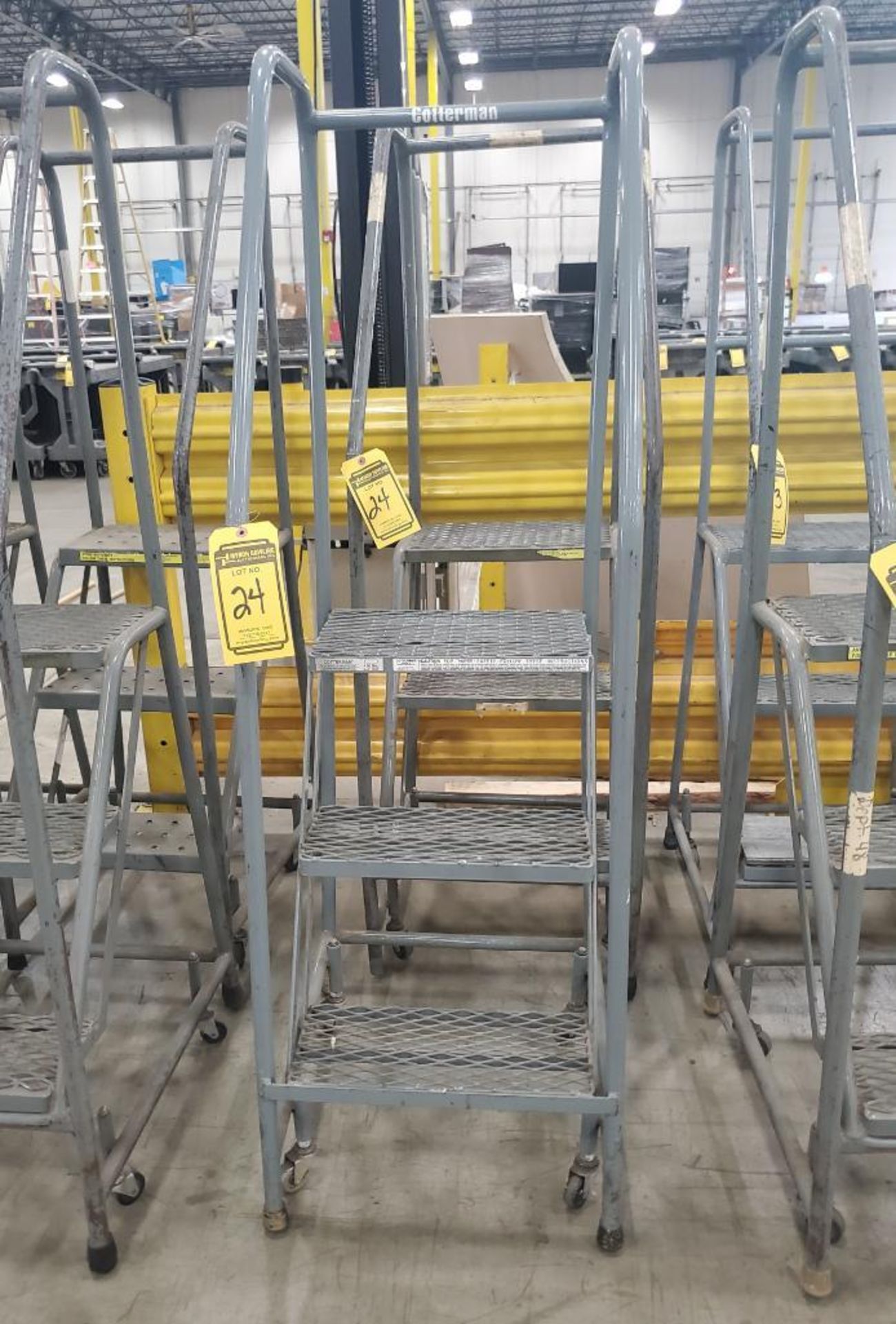 (2) 3-STEP STEEL ROLLING LADDERS