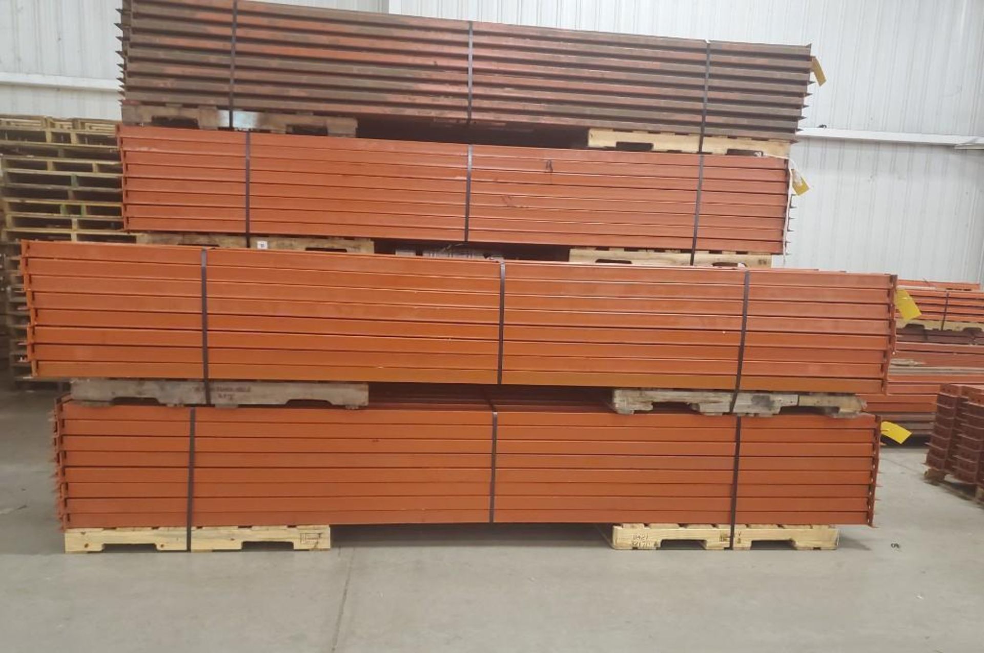 (112X) TEARDROP PALLET RACKING BEAMS; 147'' LONG X 5.5'' WIDE