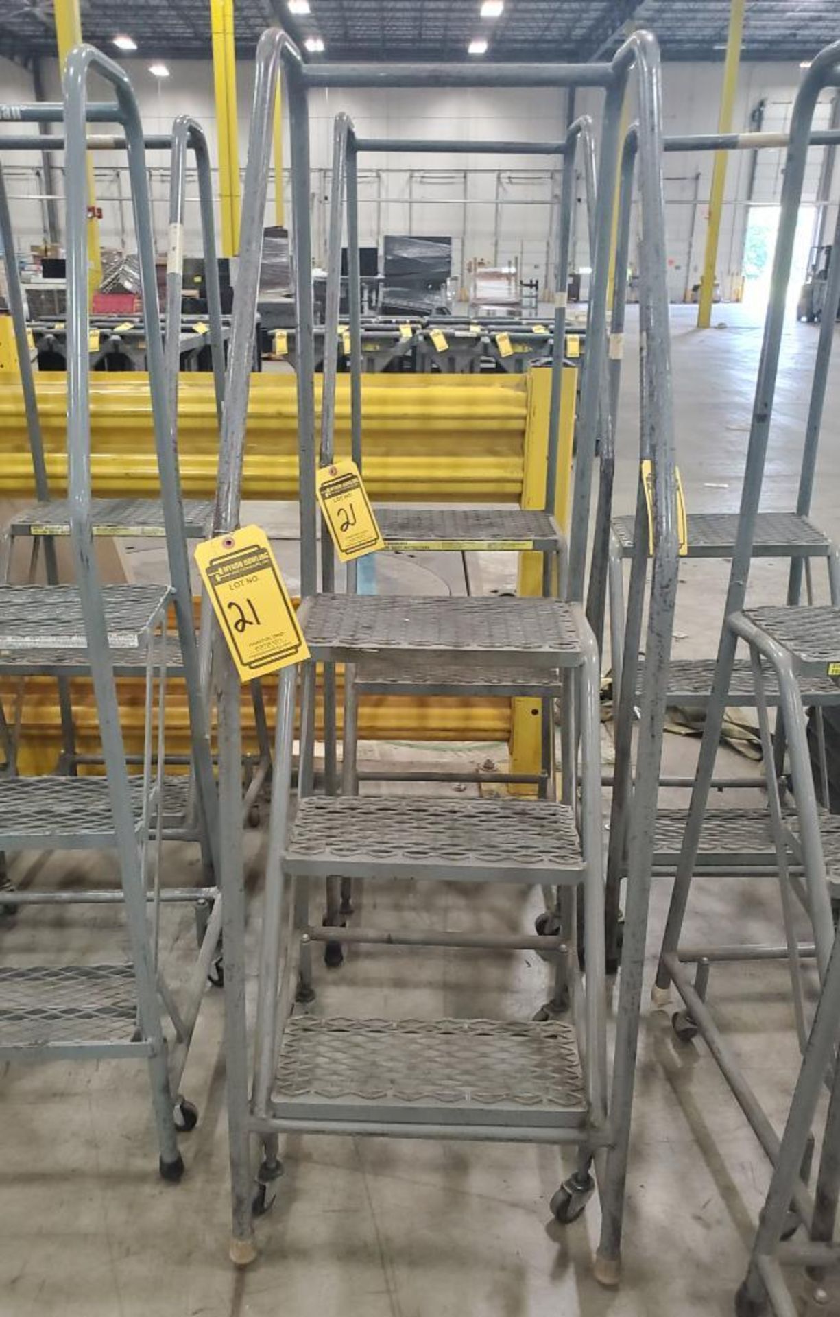 (2) 3-STEP STEEL ROLLING LADDERS