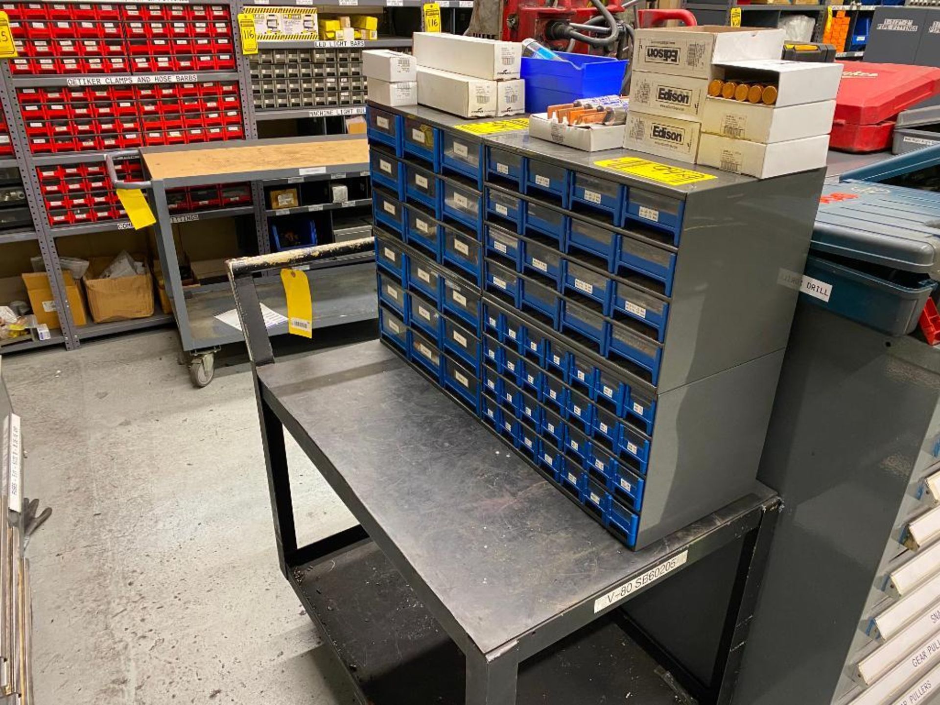 4-WHEEL CART WITH FUSE CABINET AND ASSORTED FUSES