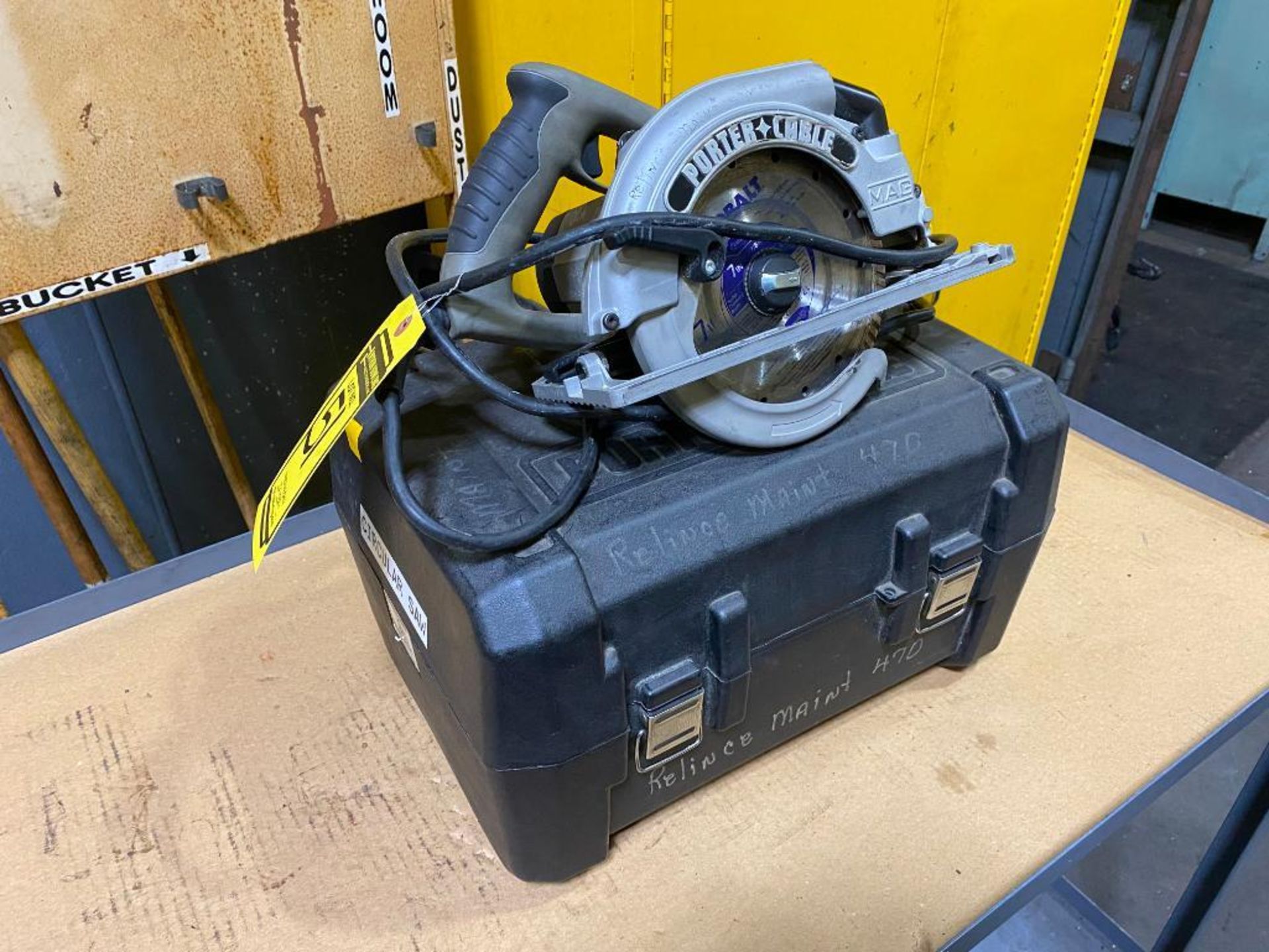 PORTER CABLE CIRCULAR SAW, W/ KOBALT 7'' DIAMOND BLADE