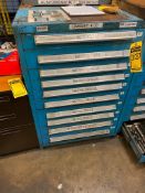 VIDMAR 10-DRAWER CABINET, W/ CONTENTS OF TAPS FROM M6 TO M50, METRIC DRILL BITS FROM M3.4 TO M45, ME