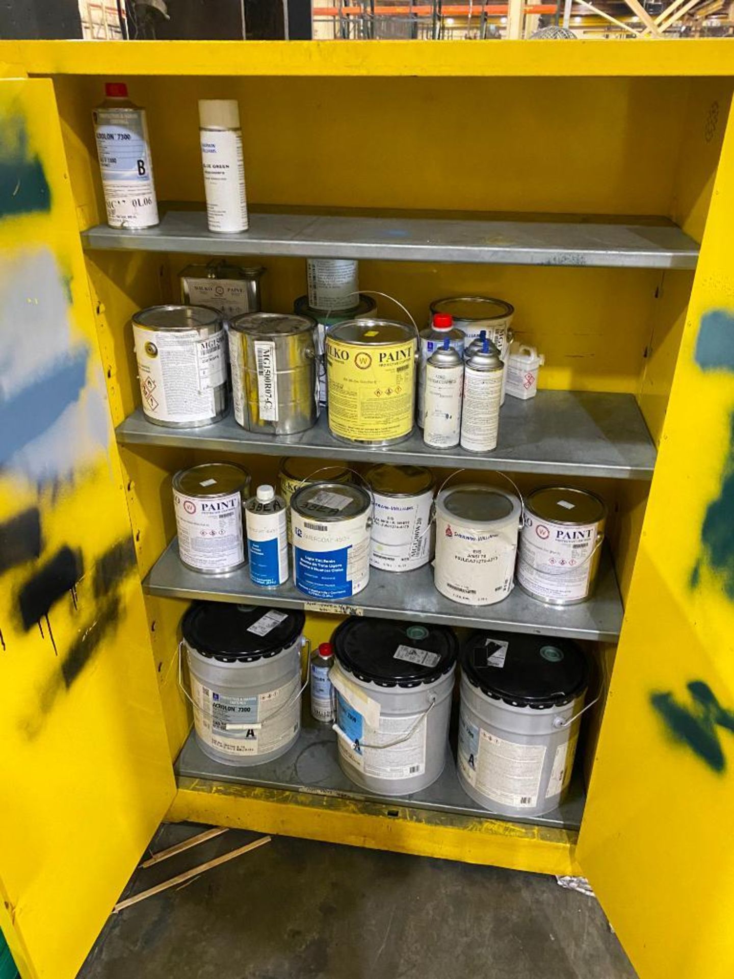 (3) FLAMMABLE CABINETS, W/ CONTENTS OF ASSORTED INDUSTRIAL PAINT - Image 4 of 6