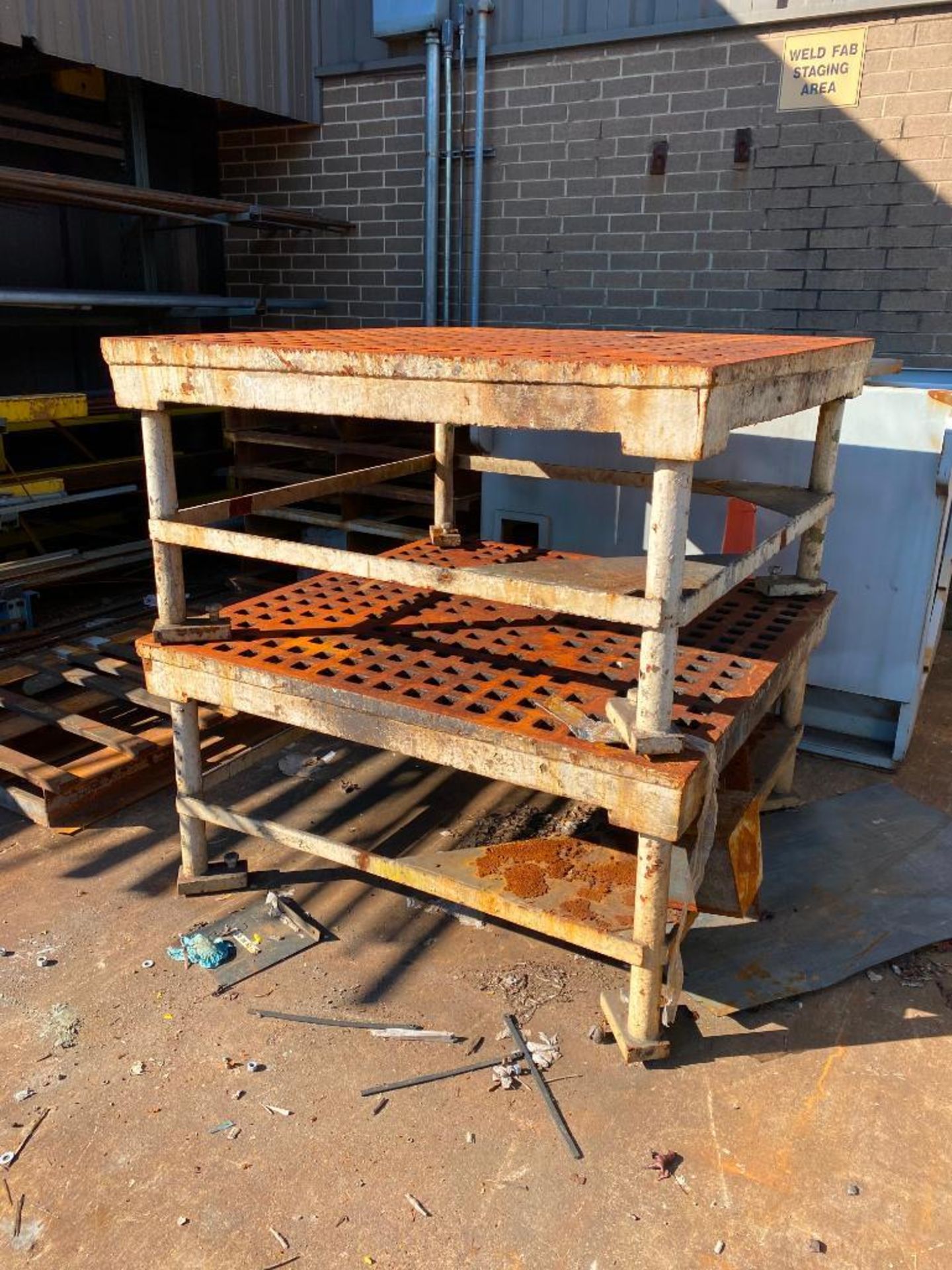 (2) WELD SALE ACORN TABLES, 5' X 5'