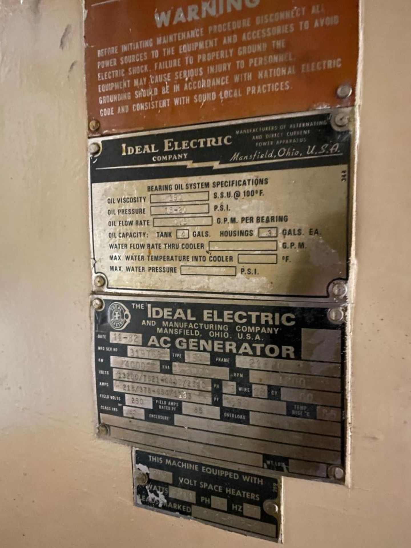 (1) IDEAL SYNCHRONOUS MOTOR, (2) RELIANCE SUPER RPM D-C MOTORS, (1) IDEAL ELECTRIC AC GENERATOR, S/N - Image 10 of 16