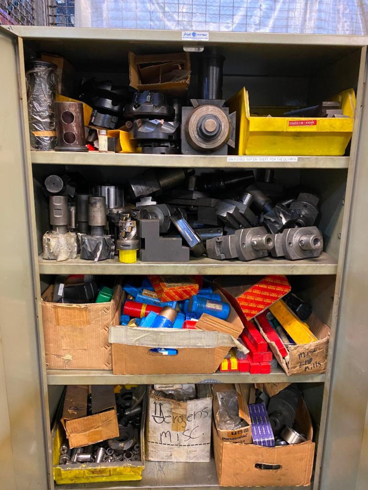 2-DOOR CABINET AND CONTENTS OF ASSORTED TOOLING, SPECIAL CUTTERS, COLLETS, END MILLS, ETC. - Image 2 of 3