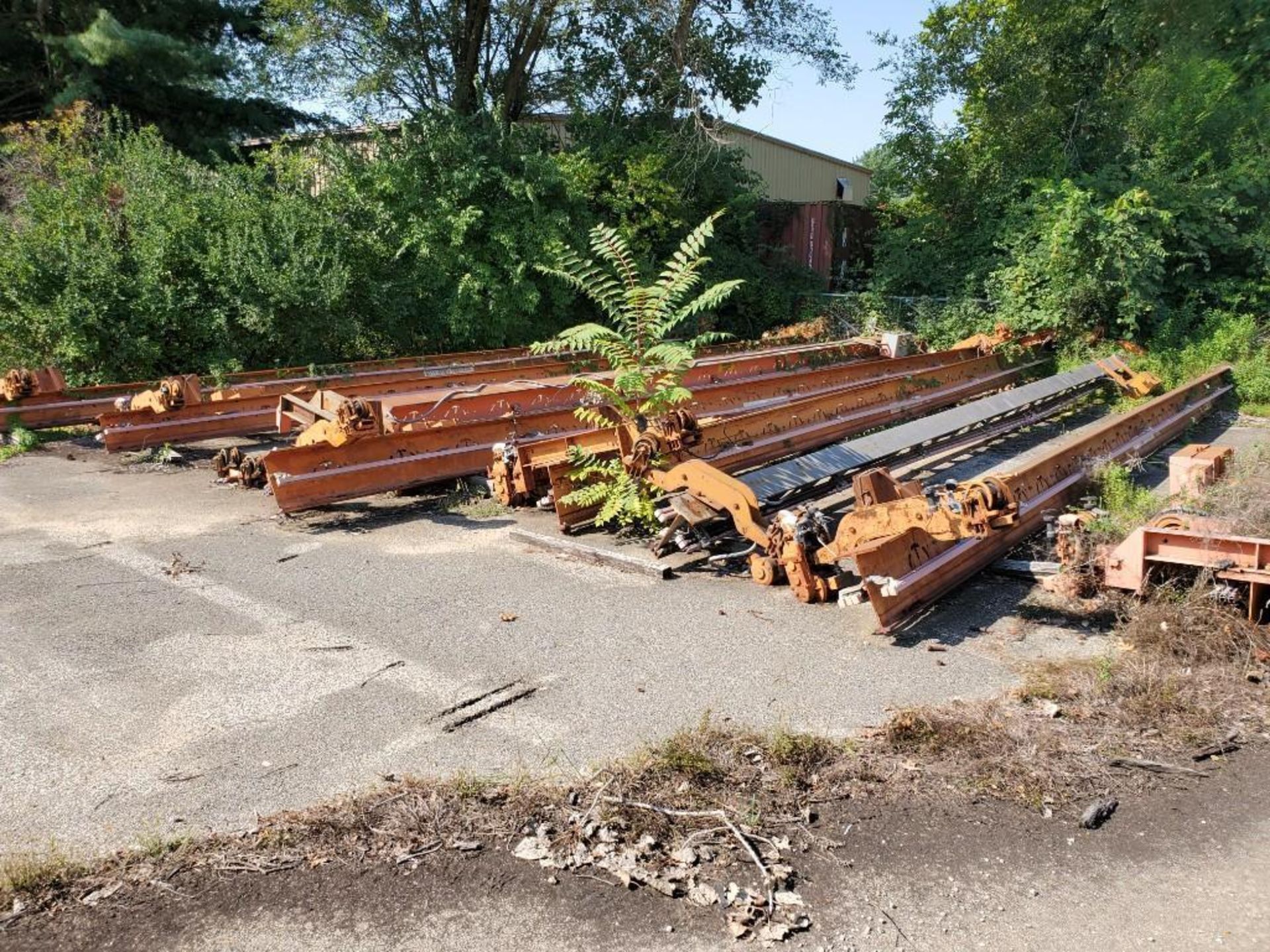 (50 +/-) CLEVELAND TRAMRAIL OVERHEAD BRIDGE CRANE BEAMS UP TO 38' & 6-TON CAPACITY, SOME WITH TROLLE