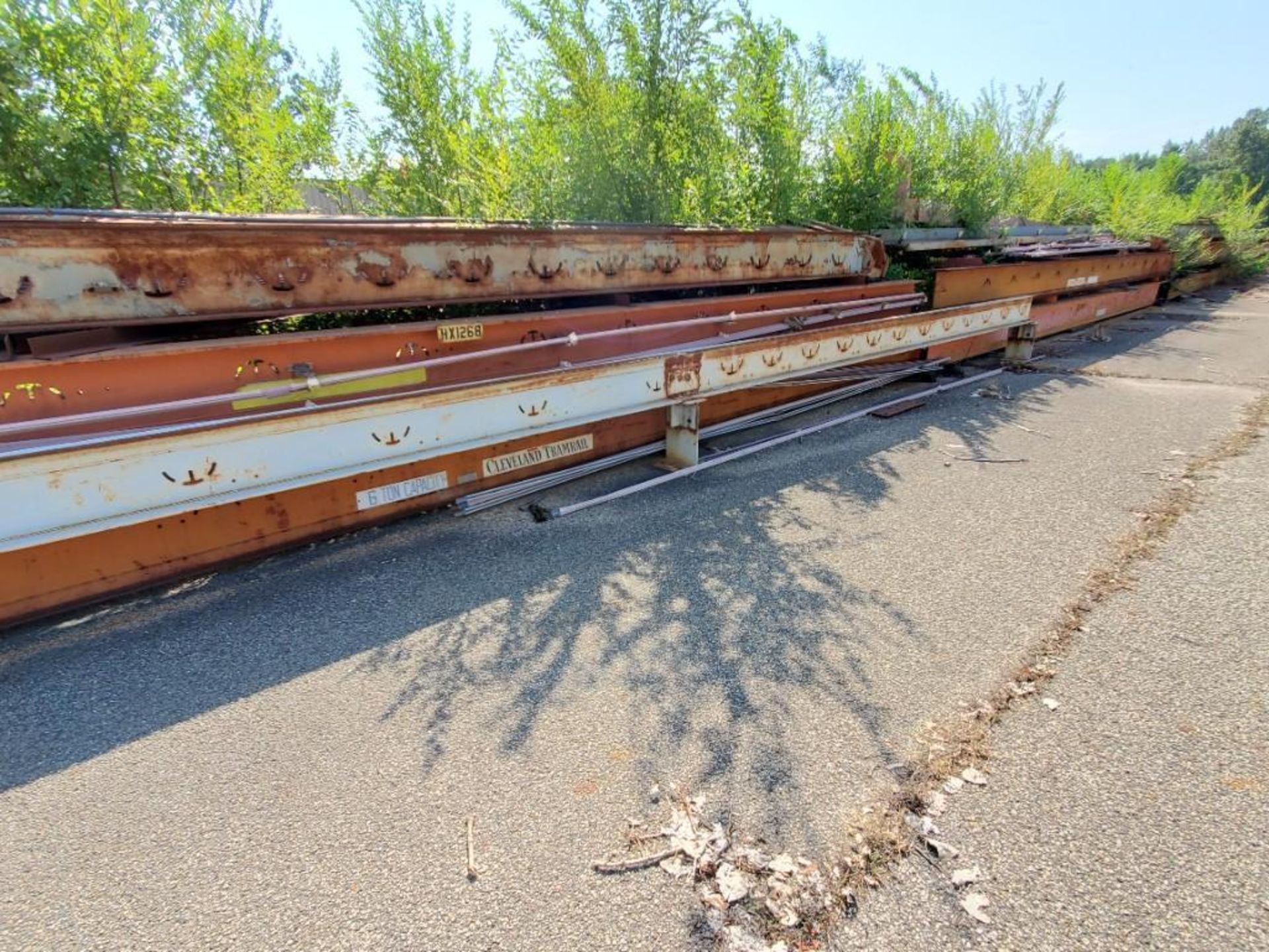 (50 +/-) CLEVELAND TRAMRAIL OVERHEAD BRIDGE CRANE BEAMS UP TO 38' & 6-TON CAPACITY, SOME WITH TROLLE - Image 23 of 127