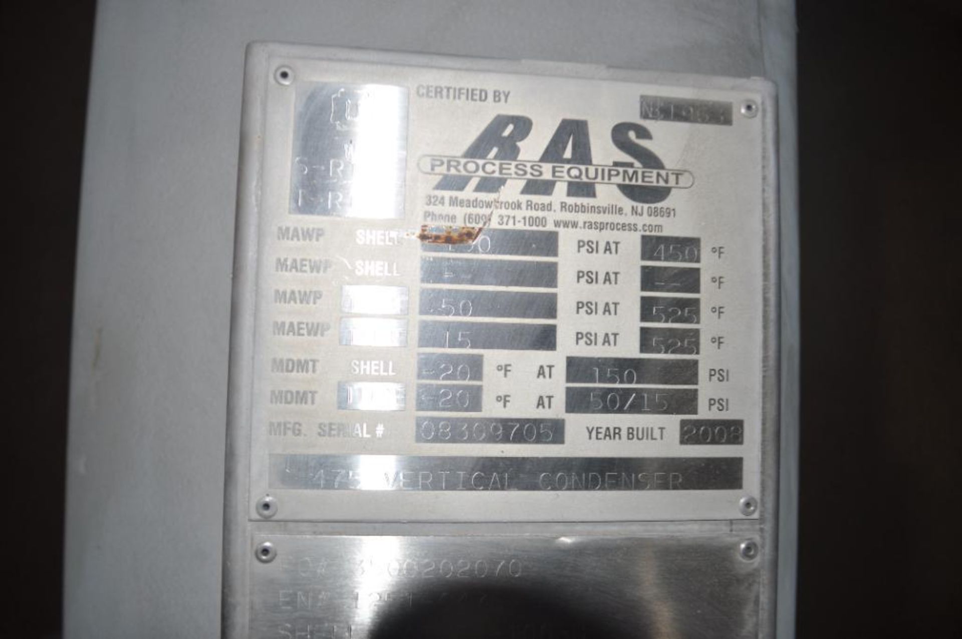 RAS DOUBLE PASS SHELL & TUBE HEAT EXCHANGER, HASTALLOY-C 276 TUBES, STEEL SHELL, 8'' INLET & OUTLET, - Image 14 of 14