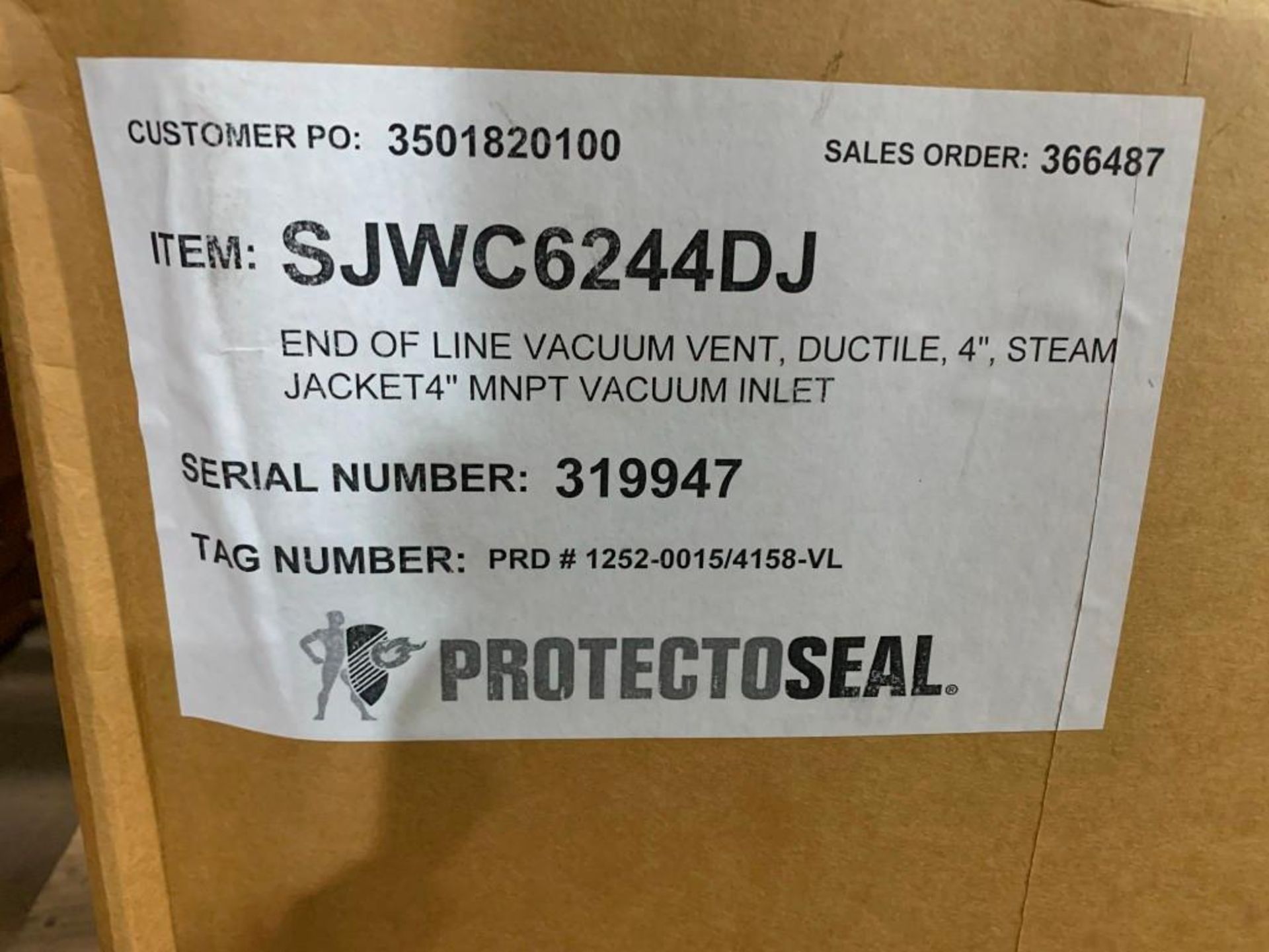 (2X) PROTECTOSEAL END-OF-LINE VACUUM VENT, DUCTILE, 4'', STEAM JACKET 4'' MNPT VACUUM INLET - Image 5 of 5