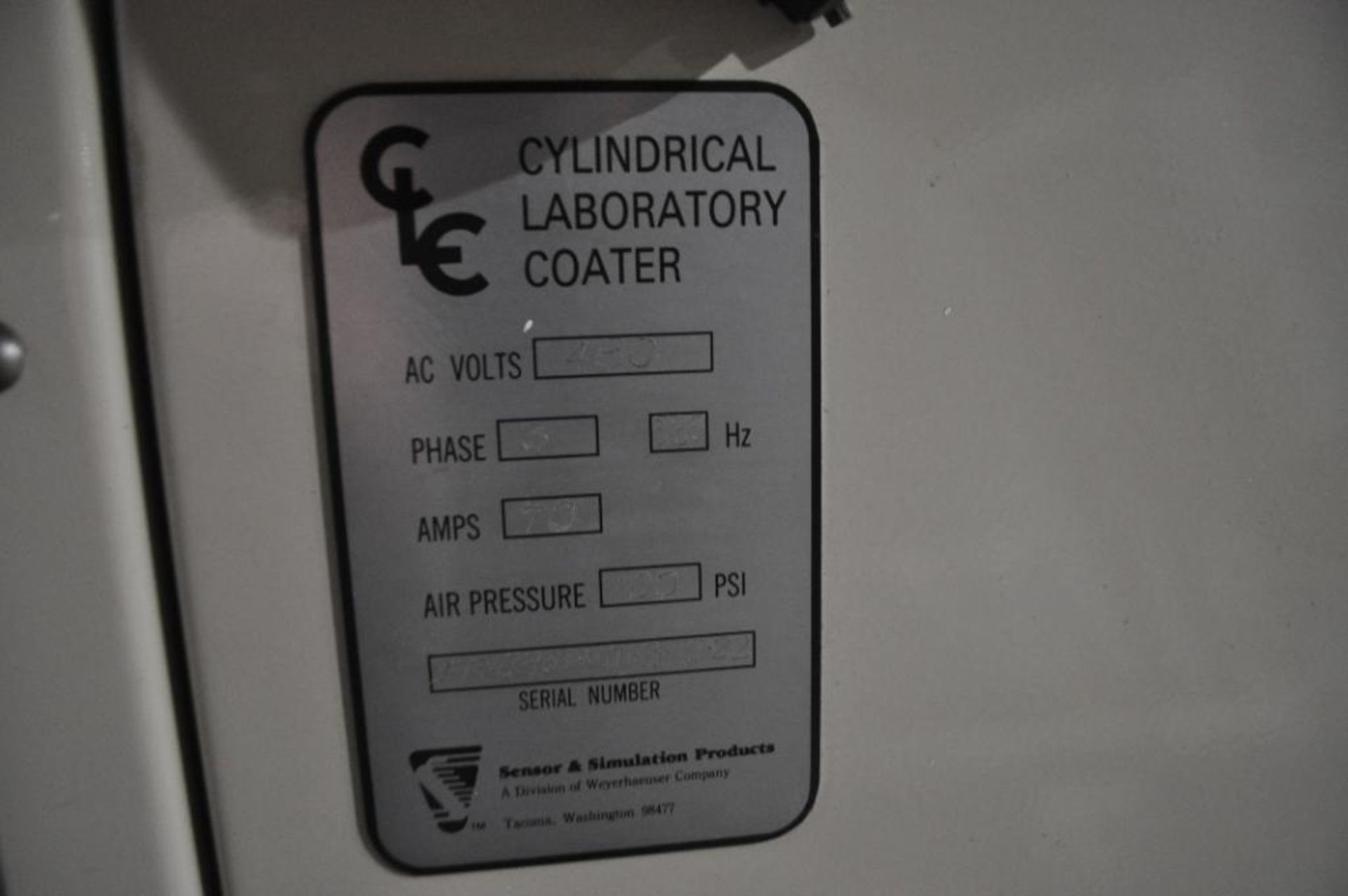 CLC CYLINDRICAL LABORATORY COATER, MODEL: CLC-6000, 480 VAC, 3-PHASE, MAX PSI: 100 - Image 8 of 8