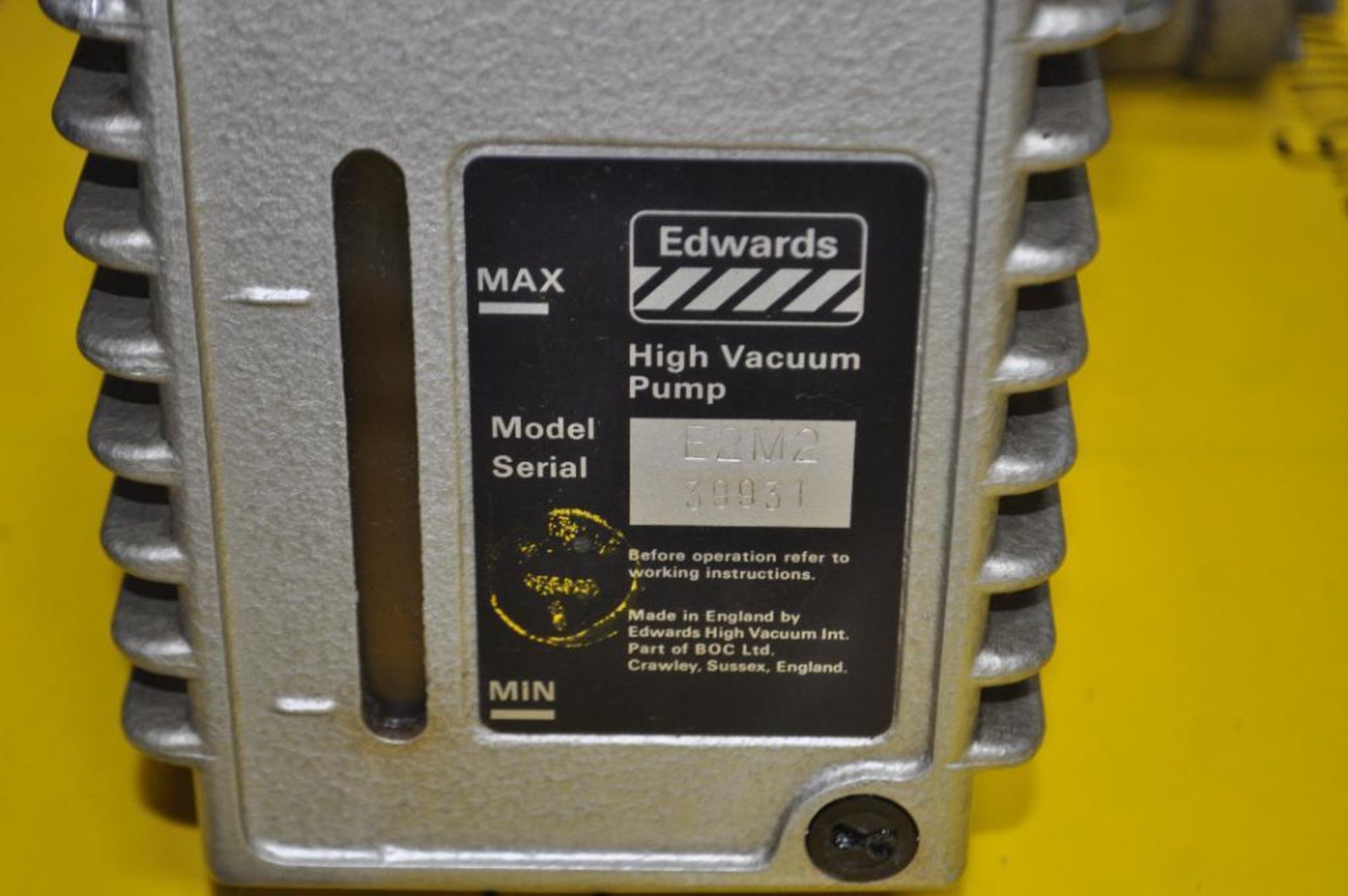 EDWARDS 2-STAGE HIGH VACUUM PUMP, MODEL: E2M2 - Image 4 of 4