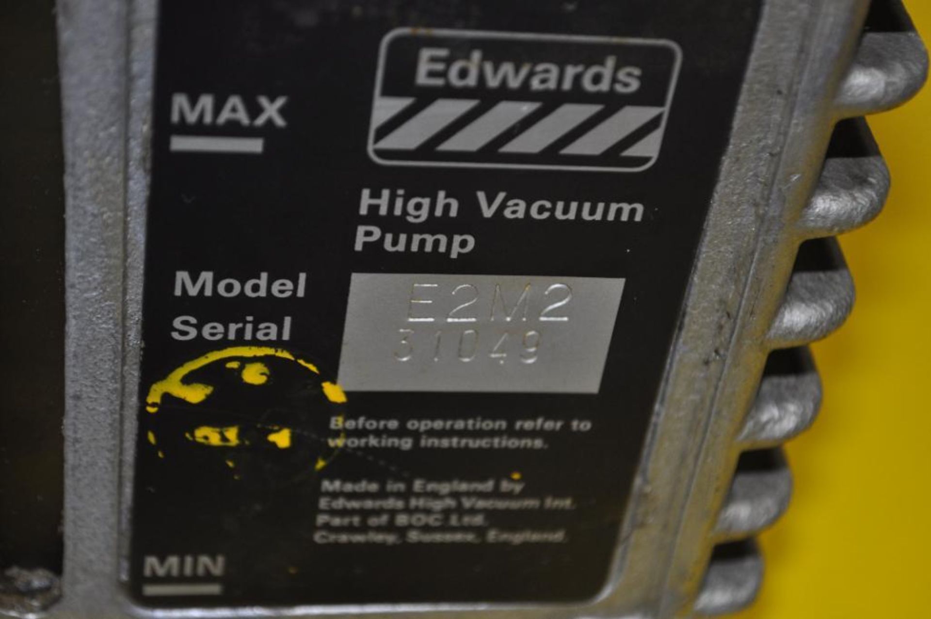 EDWARDS 2 STAGE HIGH VACUUM PUMP, MODEL: E2M2 - Image 3 of 3