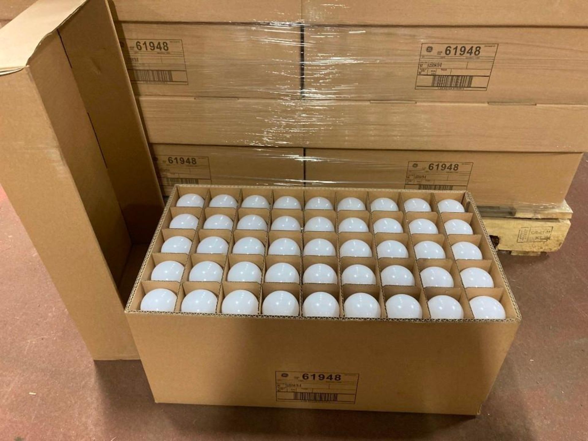 (48) CASES OF (NEW) GE LED BULBS, A-19, 450 LUMENS, 2700K, 5-WATT /40-WATT EQUIVALENT, (4,320) BULBS