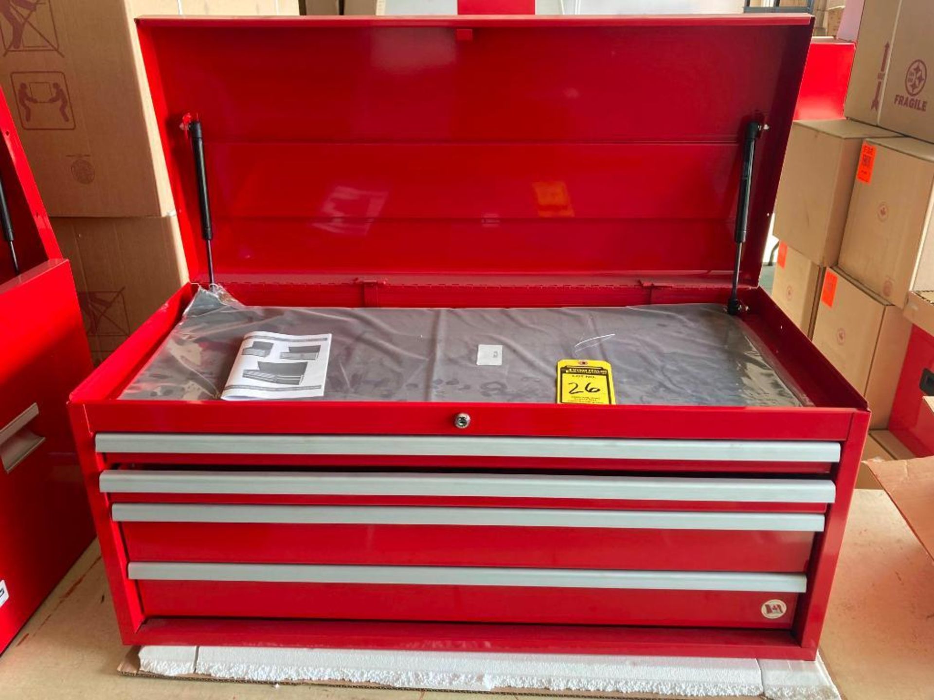 (NEW) INTERNATIONAL 4-DRAWER TOP TOOL CHEST, 40'' X 18'', RED
