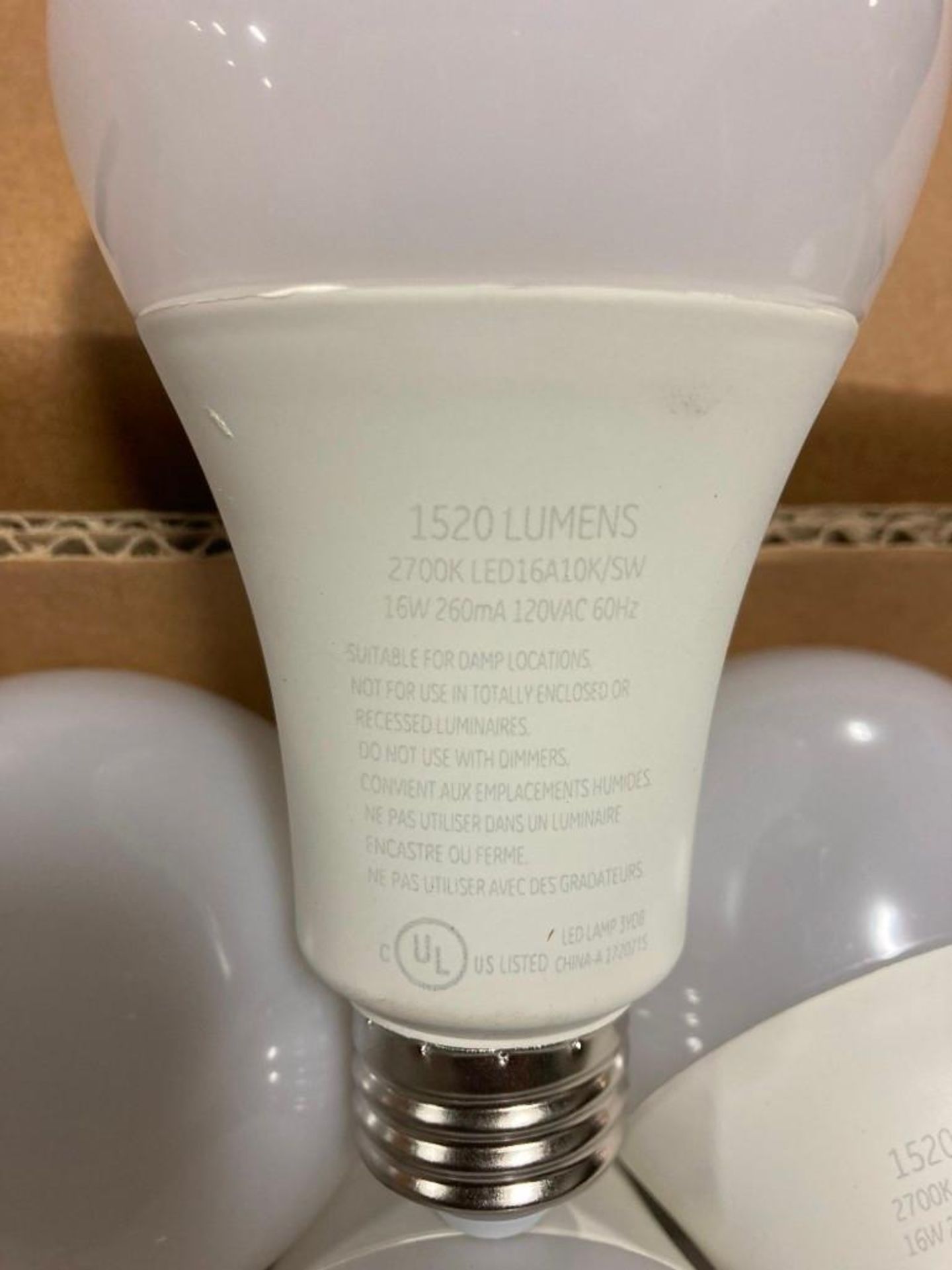 (24) CASES OF (NEW) GE LED BULBS, A-21, 1520 LUMENS, 2700K, 16-WATT /100-WATT EQUIVALENT, BULK PACK, - Image 3 of 4