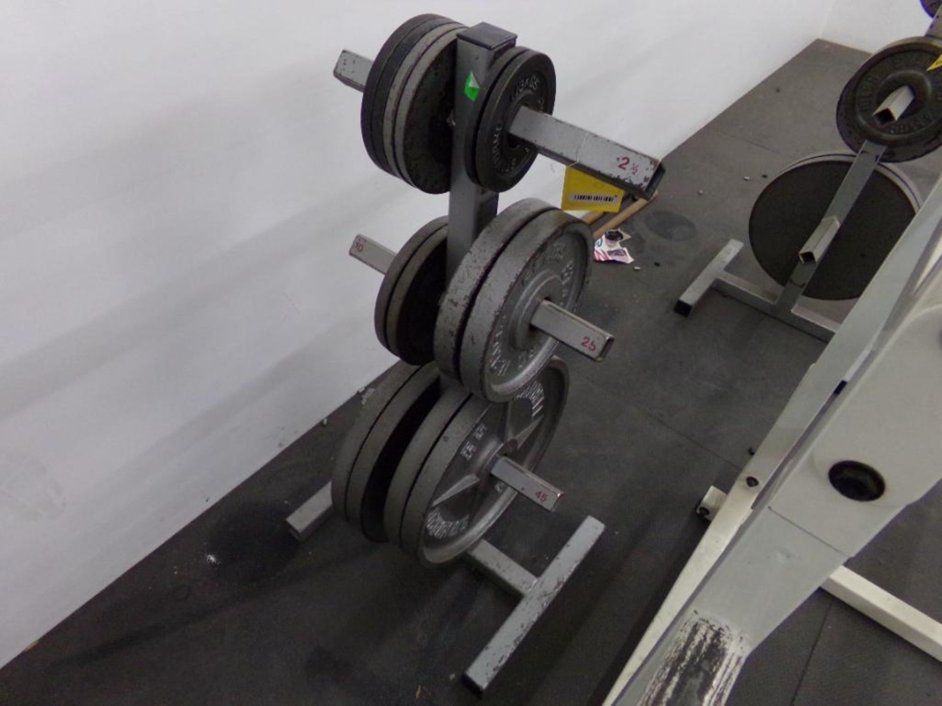 WEIGHT RACK W/ WEIGHTS: (2) 2.5 LB., (4) 5 LB., (2) 10 LB., (2) 25 LB., (4) 45 LB. - Image 2 of 2