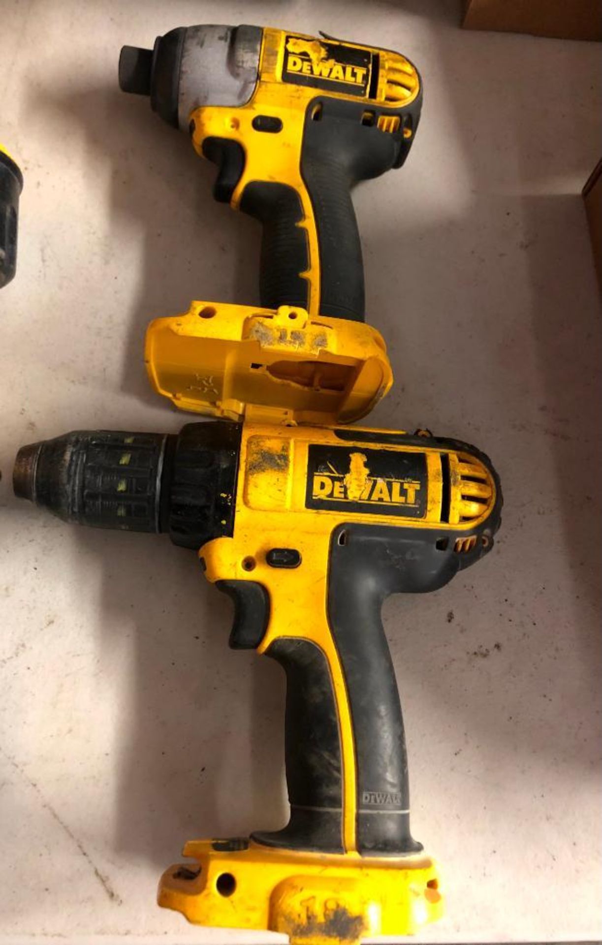 (1) DEWALT 18 VOLT CORDLESS 1/2'' DRILL, MODEL DCD760, (1) DEWALT 18 VOLT CORDLESS 1/4'' IMPACT, W/ - Image 2 of 4