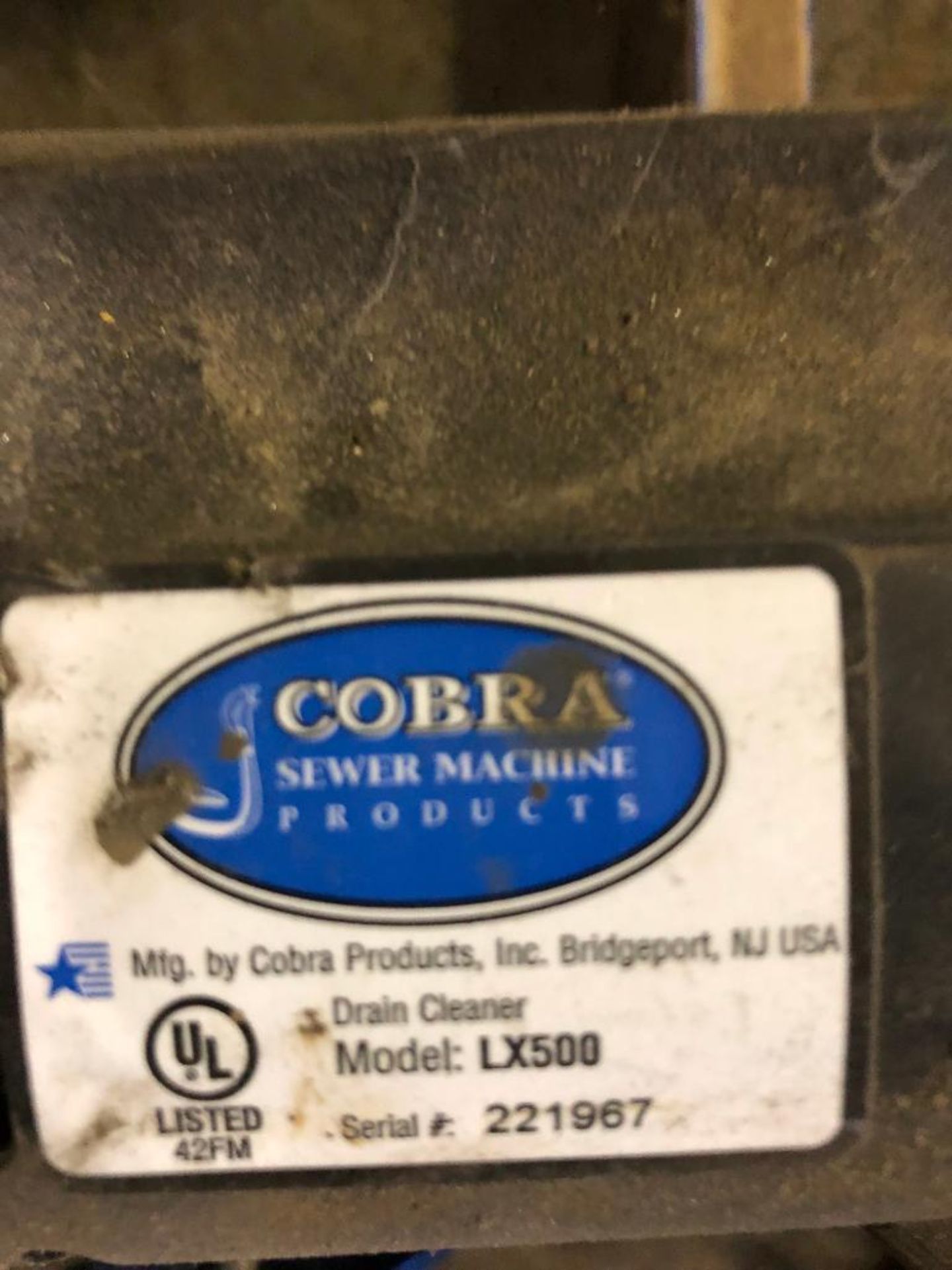 COBRA SEWER DRAIN CLEANER, MODEL LX500 - Image 2 of 2