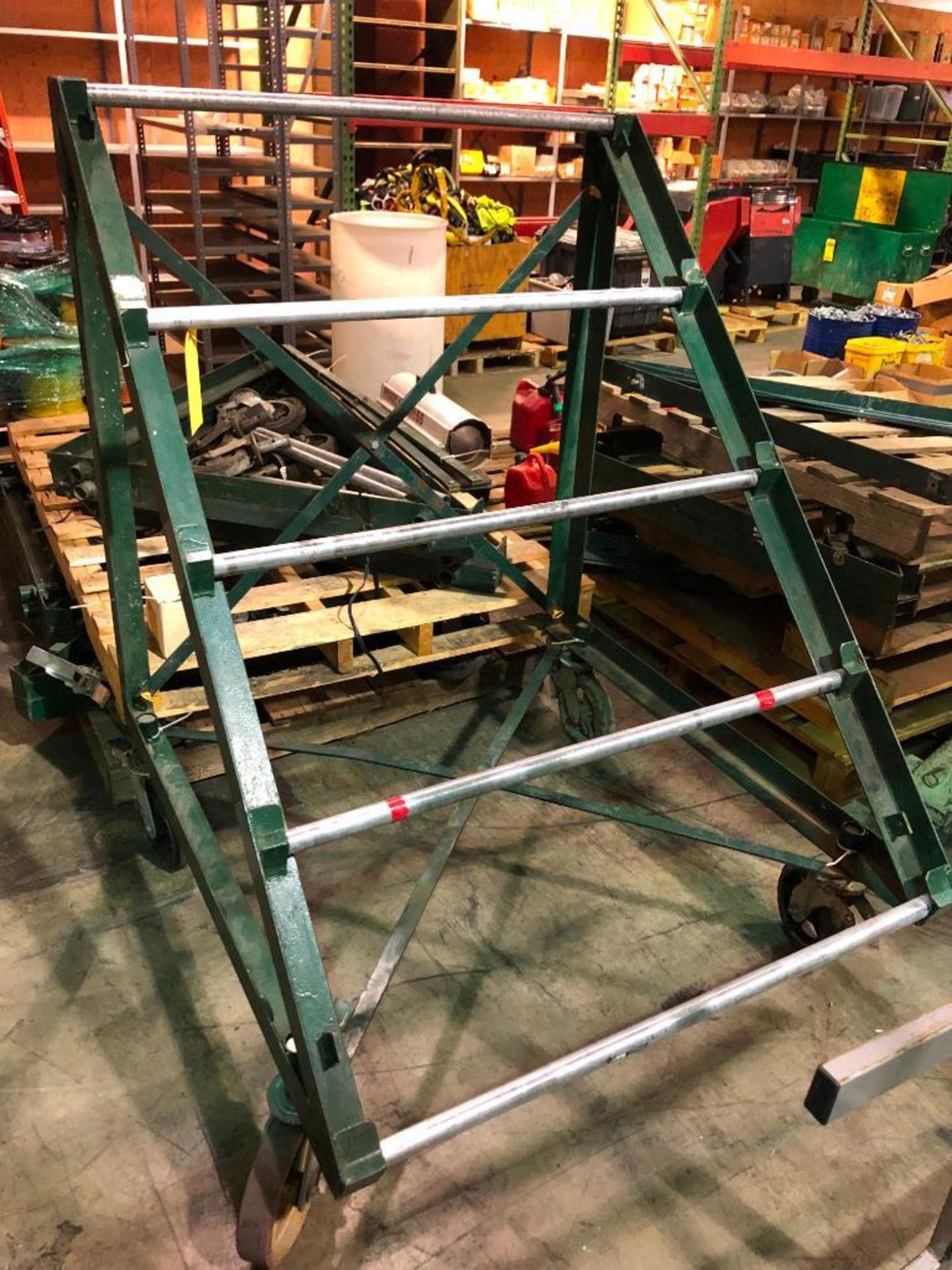 PORTABLE ELECTRICAL WIRE RACK, W/ (5) REEL HOLDERS, HOLDS (25) 2,500 FOOT ROLLS - Image 3 of 3