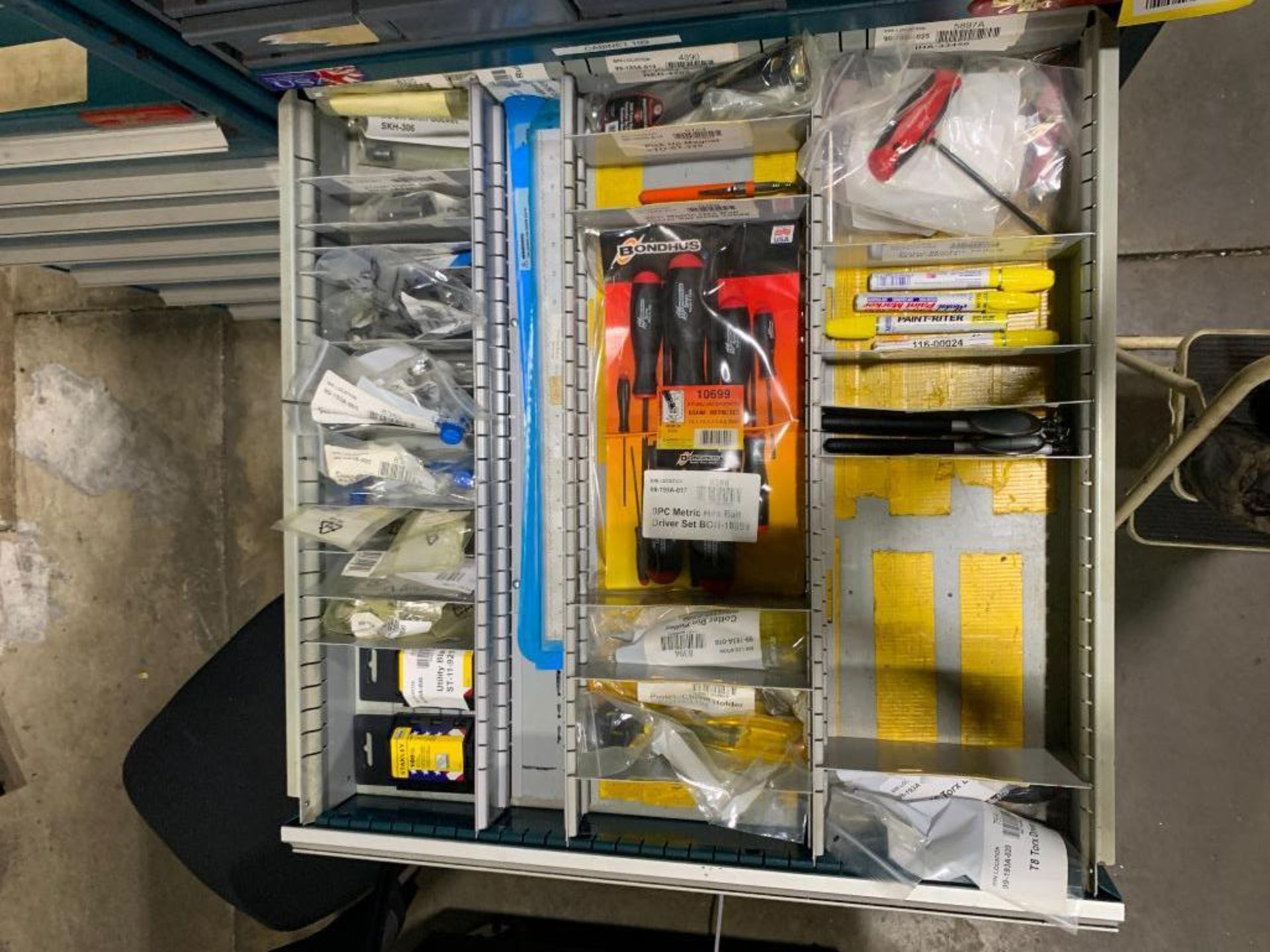 (2) STOR-LOC CABINETS, W/CONTENT, SAFETY GLASSES, ZIP TIES, LOCTITE, ABRASIVES, BLOW GUNS, & MORE - Image 2 of 18